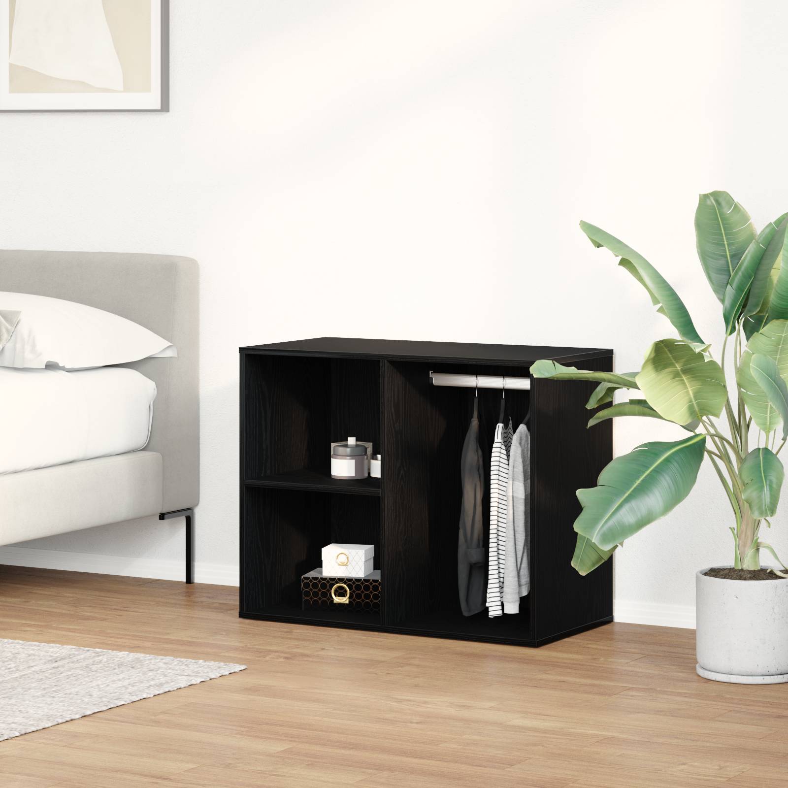 vidaXL Schwarzer Eichen-Cosmetic-Schrank - 80x40x65 cm