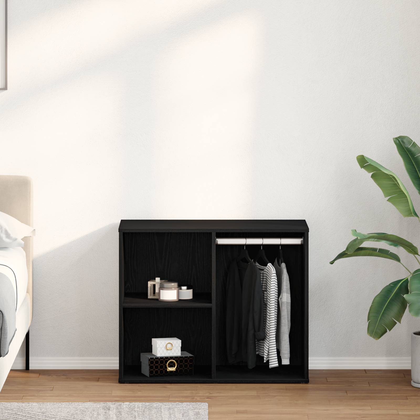 vidaXL Schwarzer Eichen-Cosmetic-Schrank - 80x40x65 cm