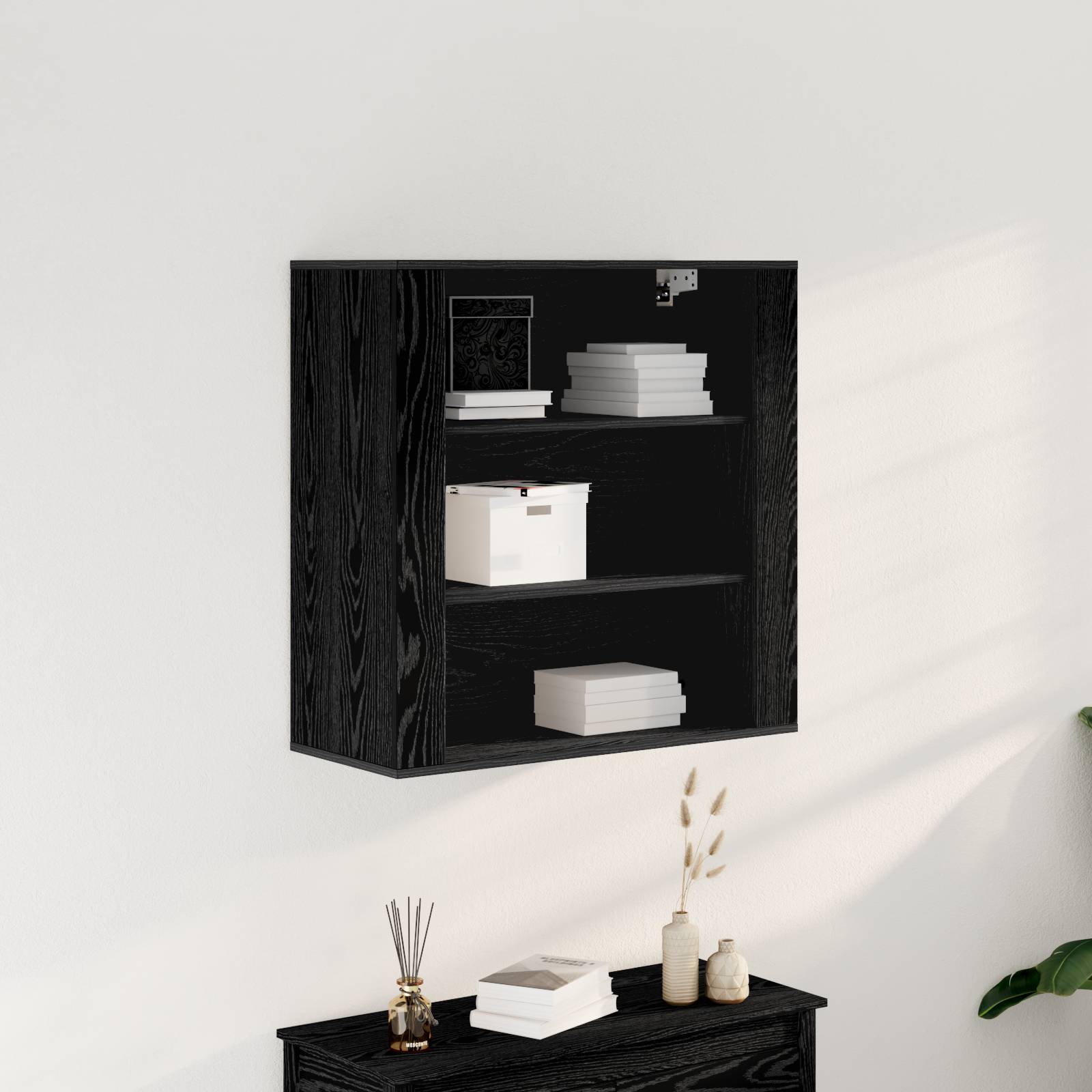 vidaXL Wandschrank Schwarz Eiche 80x33x80 cm Holzwerkstoff