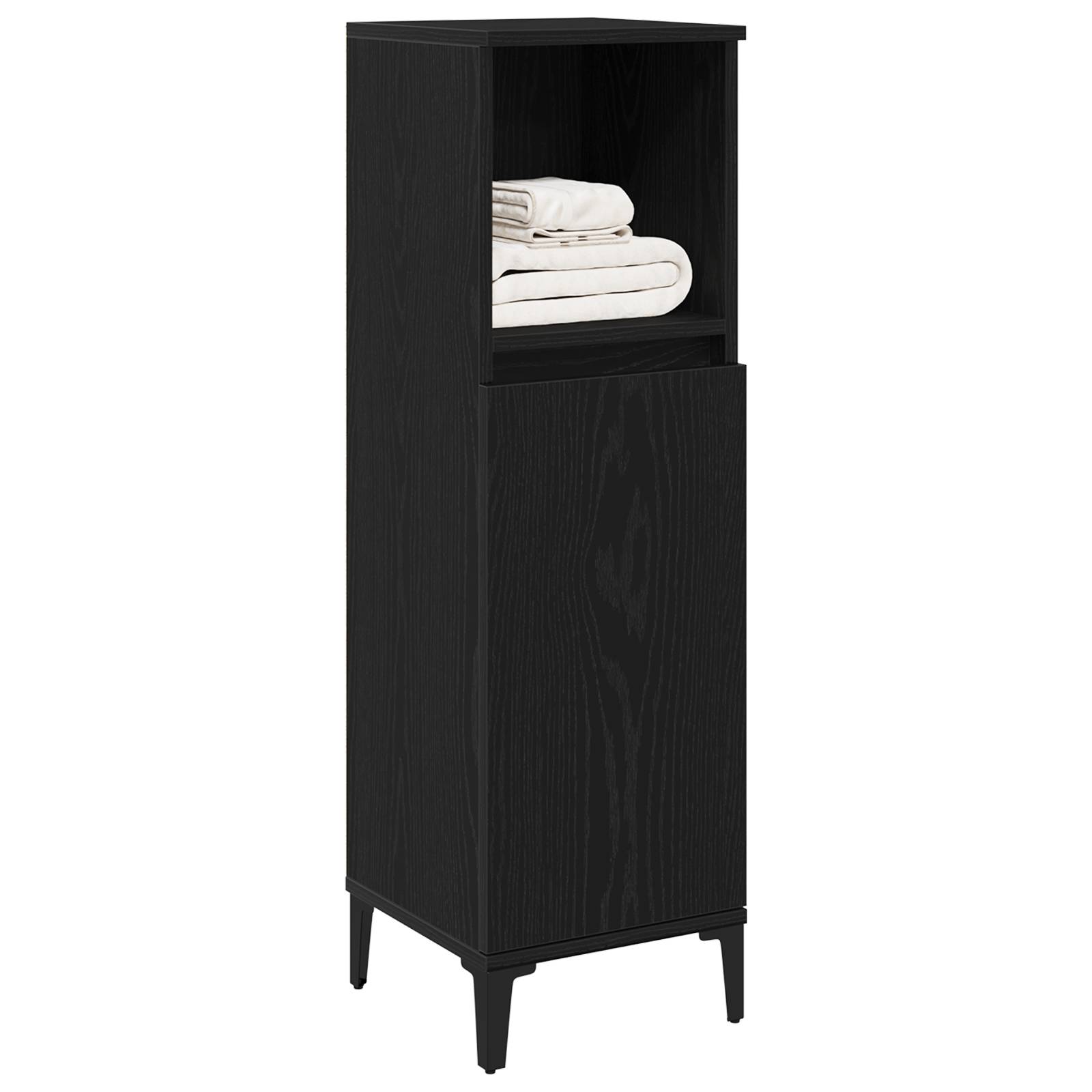 vidaXL Badschrank Schwarz Eiche 30x30x100 cm Holzwerkstoff