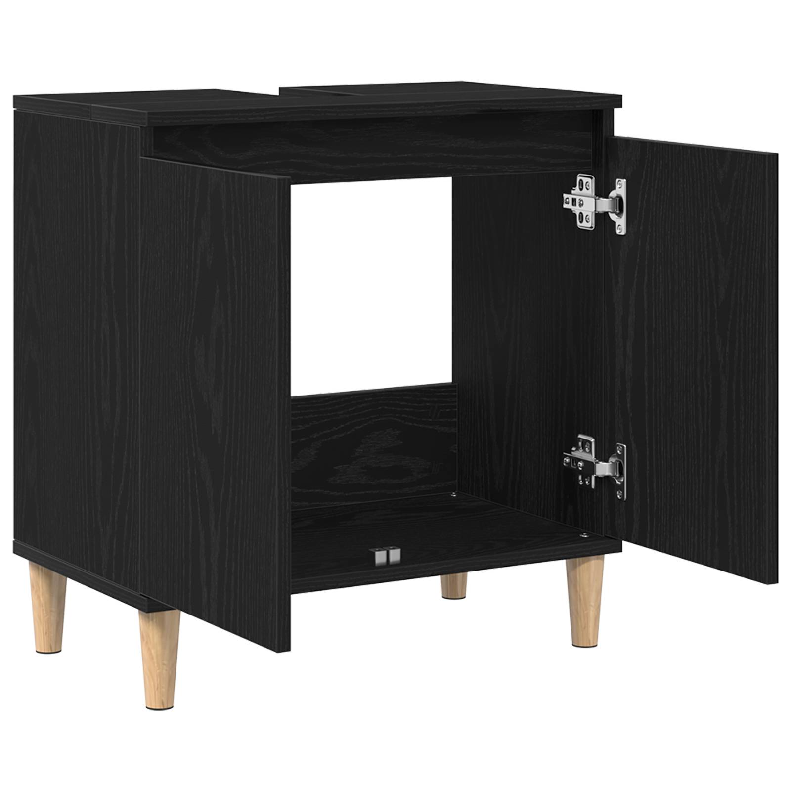 vidaXL Waschbeckenunterschrank Schwarz Eiche 58x33x60 cm Holzwerkstoff