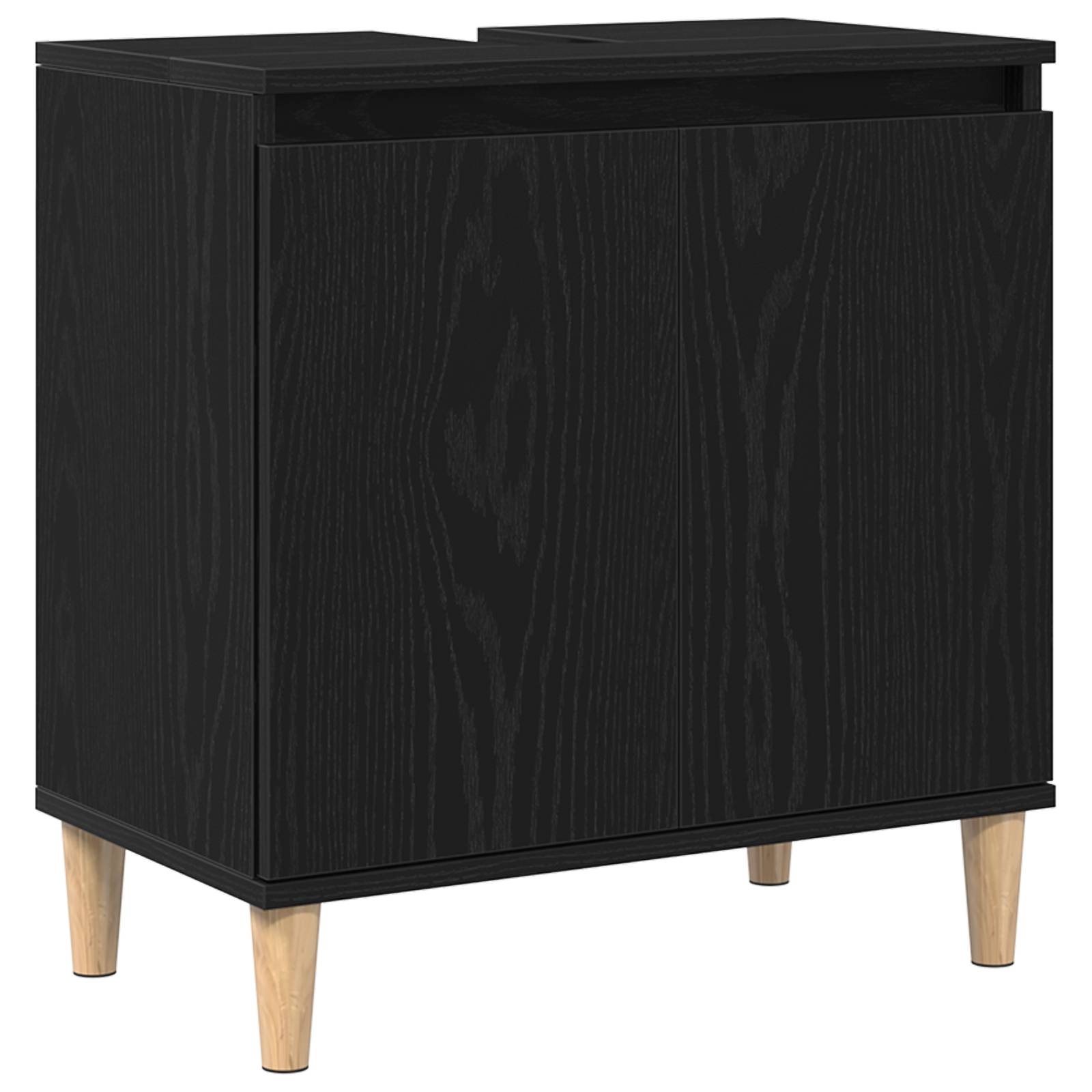 vidaXL Waschbeckenunterschrank Schwarz Eiche 58x33x60 cm Holzwerkstoff