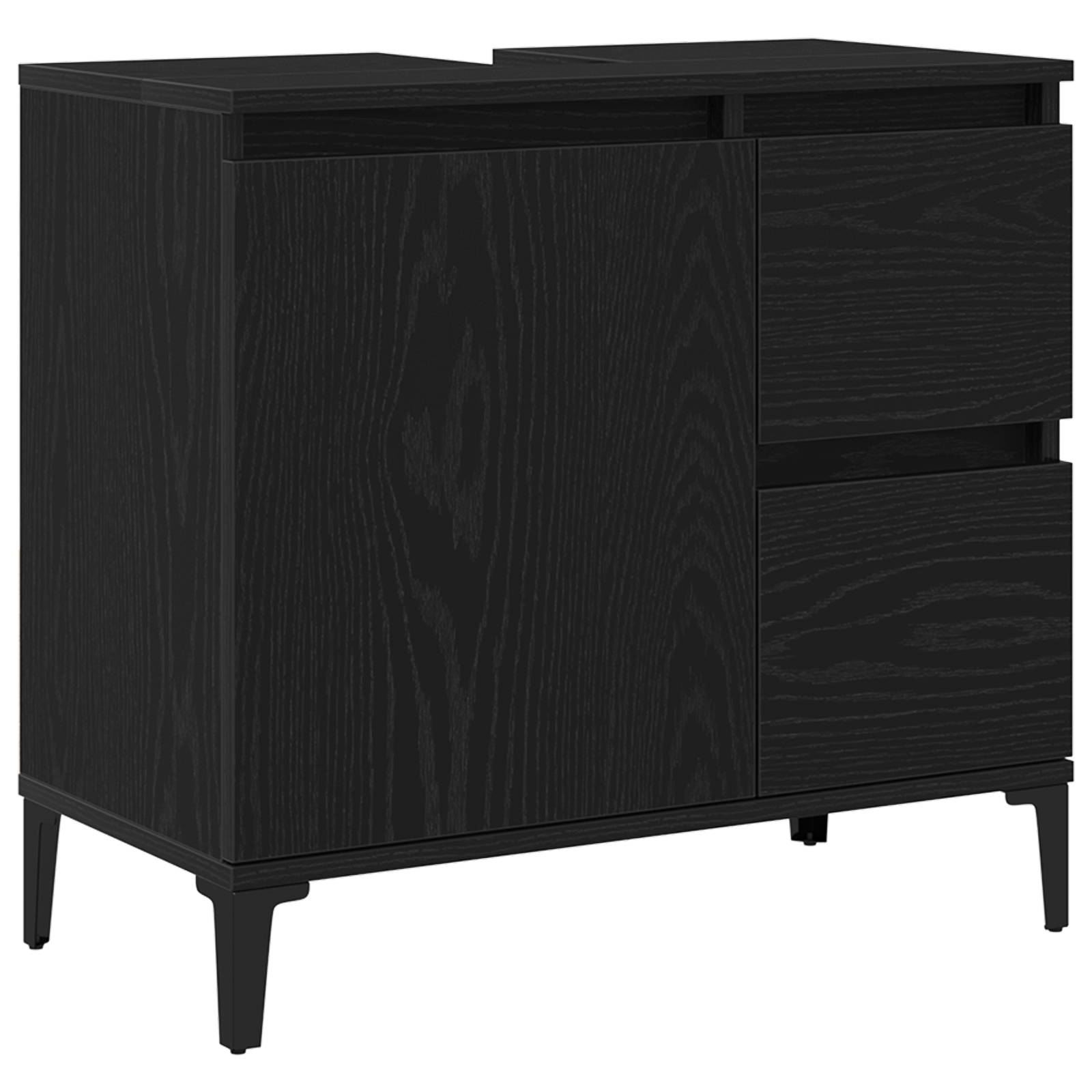 vidaXL Waschbeckenschrank Schwarz Eiche 65x33x60 cm Holzwerkstoff