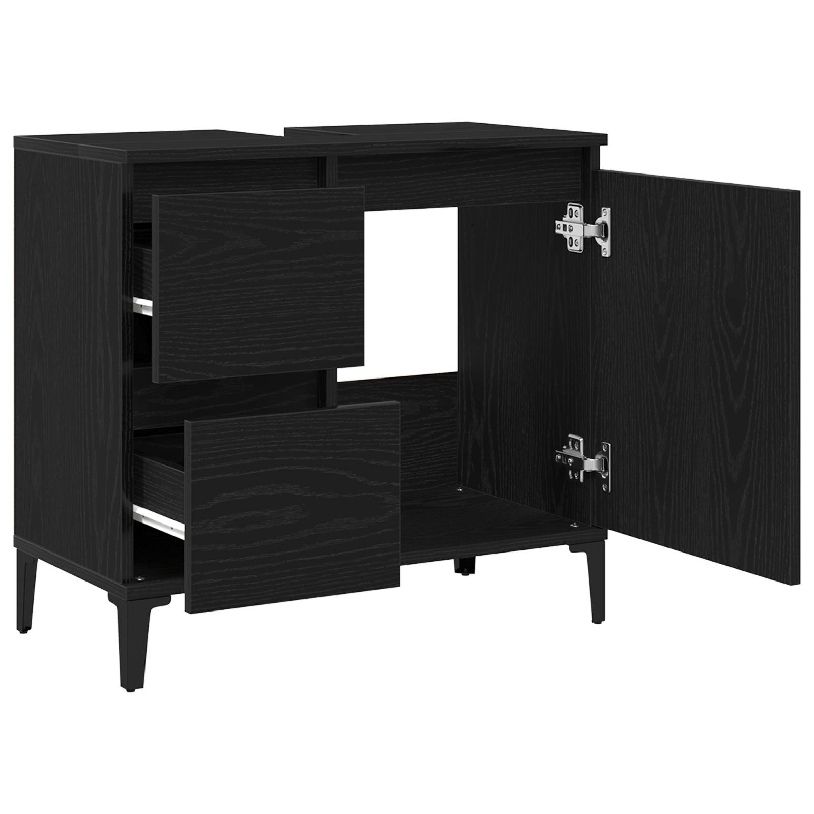 vidaXL Waschbeckenschrank Schwarz Eiche 65x33x60 cm Holzwerkstoff