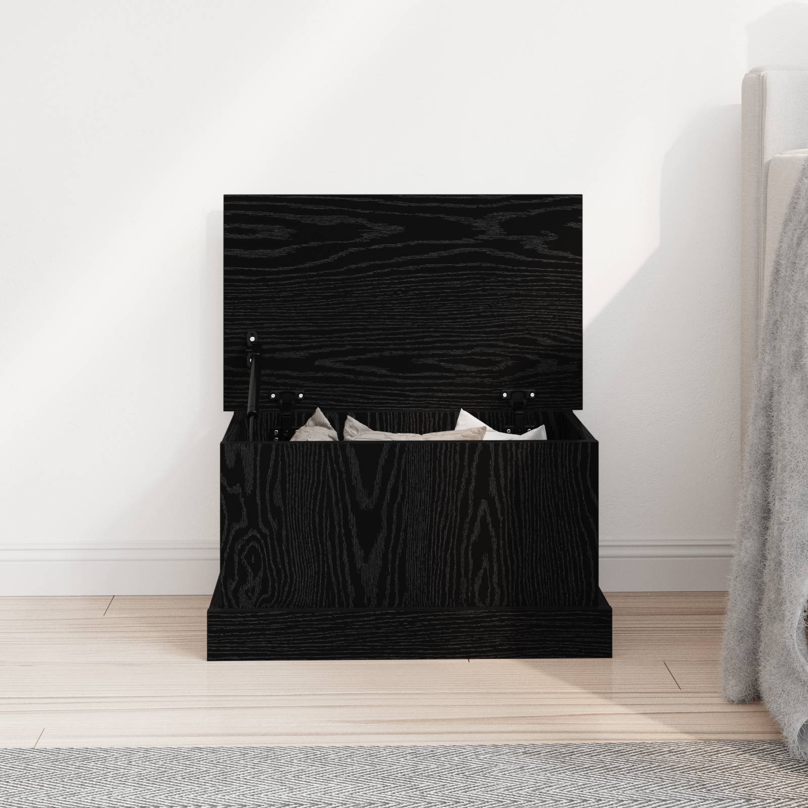 vidaXL Aufbewahrungsbox Schwarz Eiche 50x30x28 cm Holzwerkstoff
