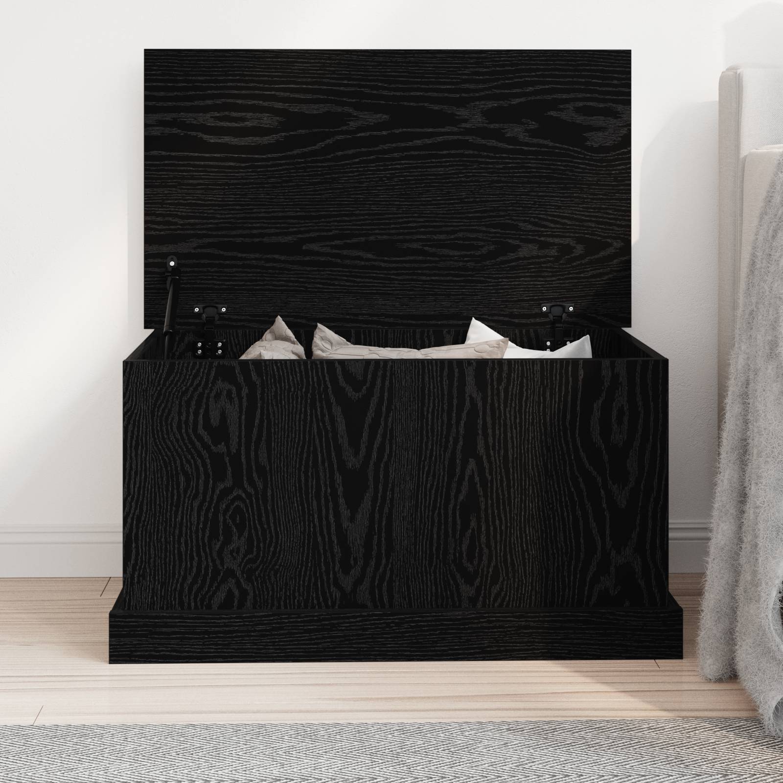 vidaXL Aufbewahrungsbox Schwarz Eiche 70x40x38 cm Holzwerkstoff