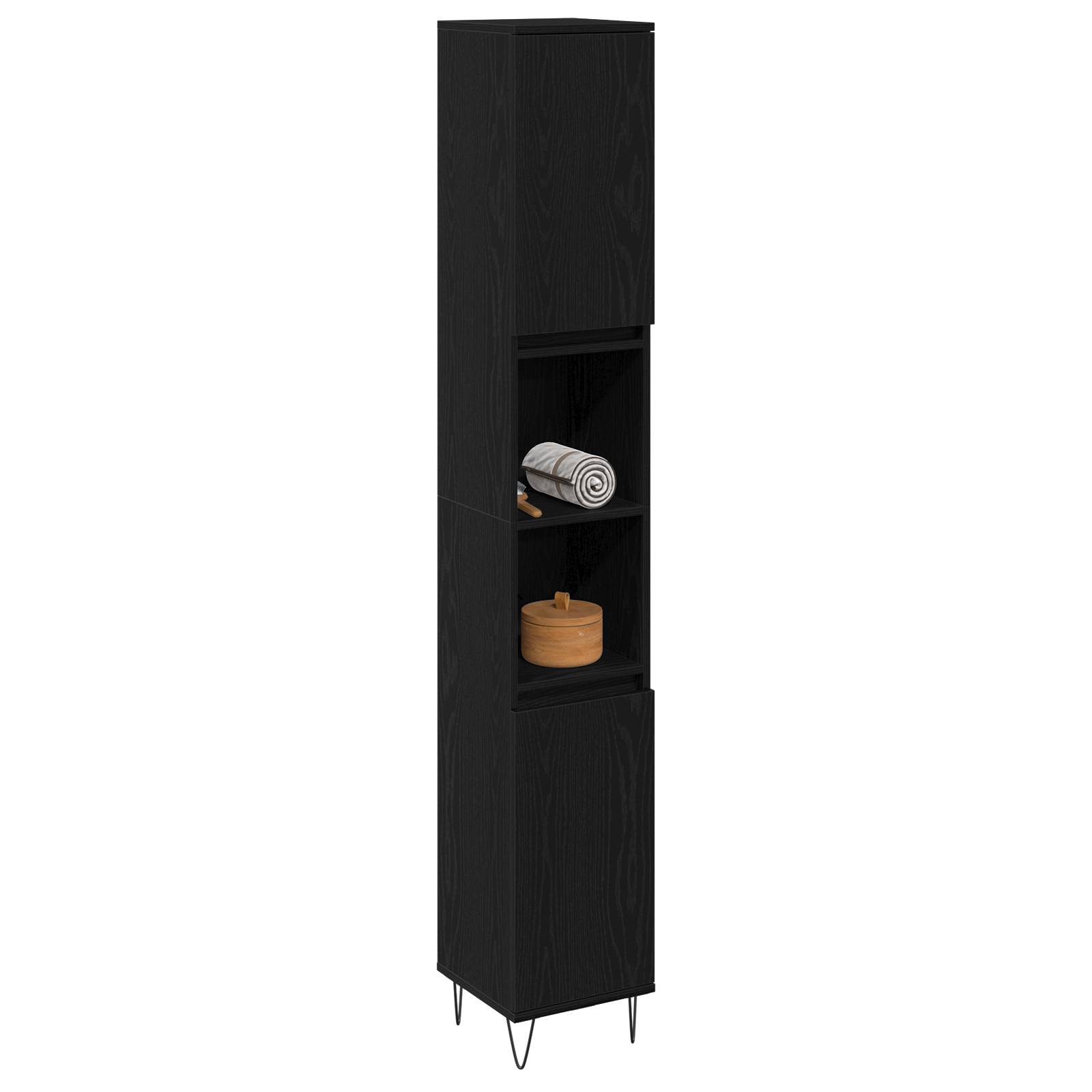 vidaXL Badschrank Schwarz Eiche 30x30x190 cm Holzwerkstoff