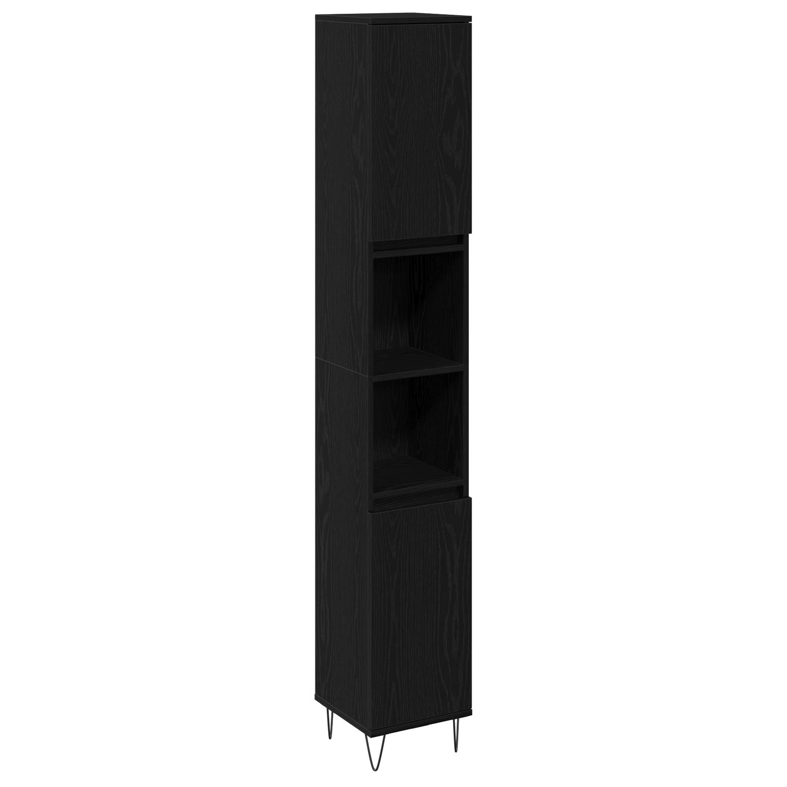 vidaXL Badschrank Schwarz Eiche 30x30x190 cm Holzwerkstoff