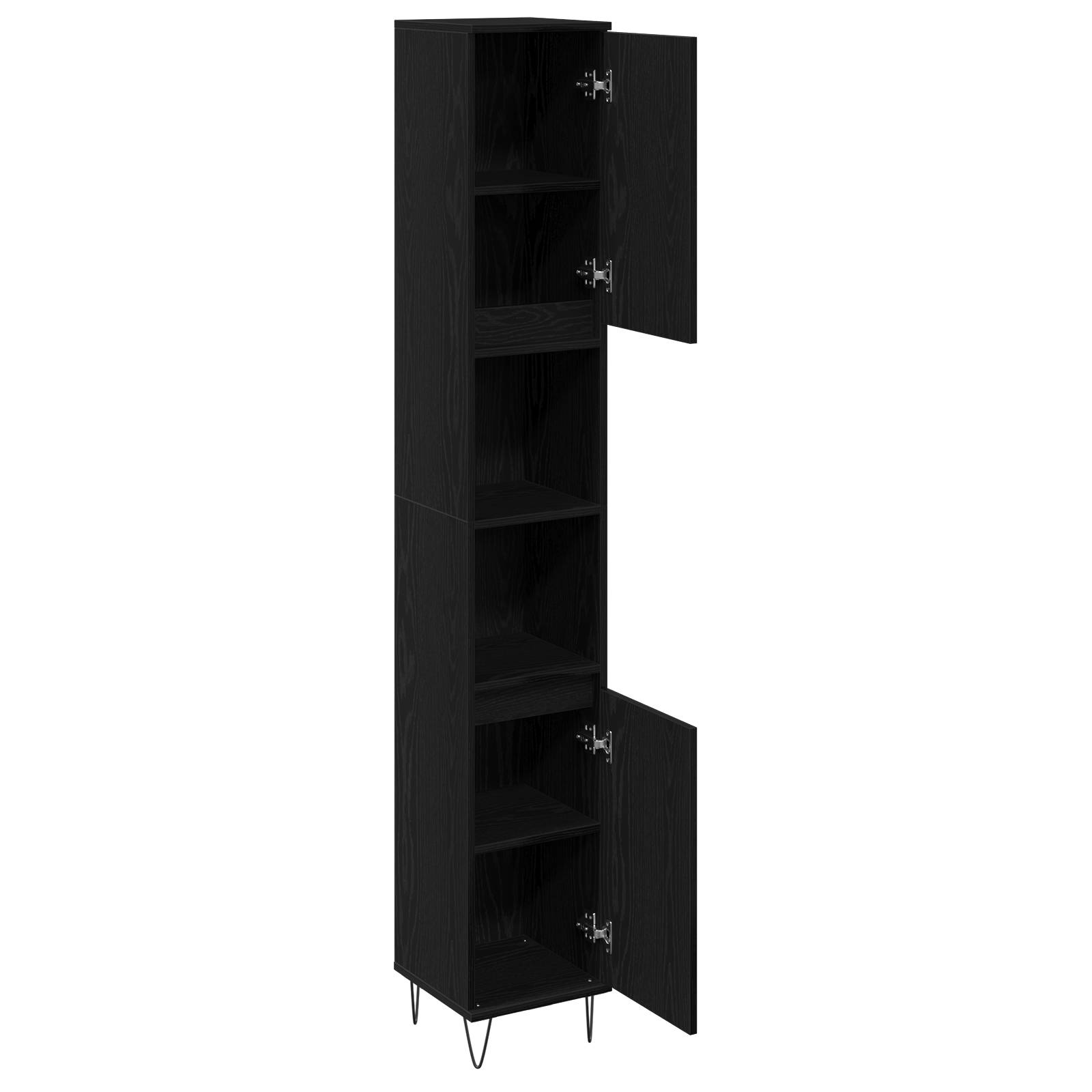 vidaXL Badschrank Schwarz Eiche 30x30x190 cm Holzwerkstoff