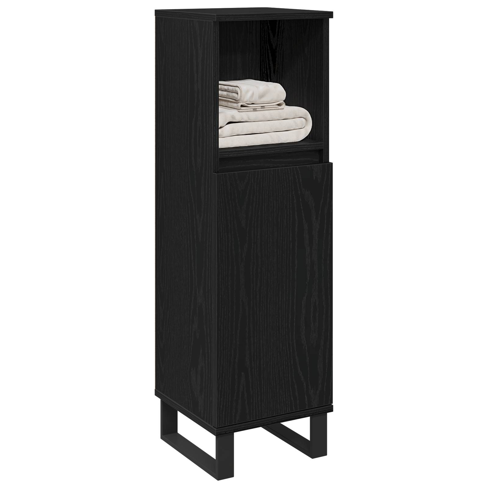 vidaXL Badschrank Schwarz Eiche 30x30x100 cm Holzwerkstoff