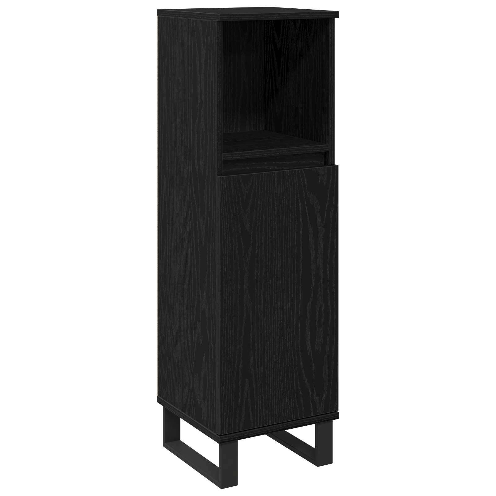 vidaXL Badschrank Schwarz Eiche 30x30x100 cm Holzwerkstoff