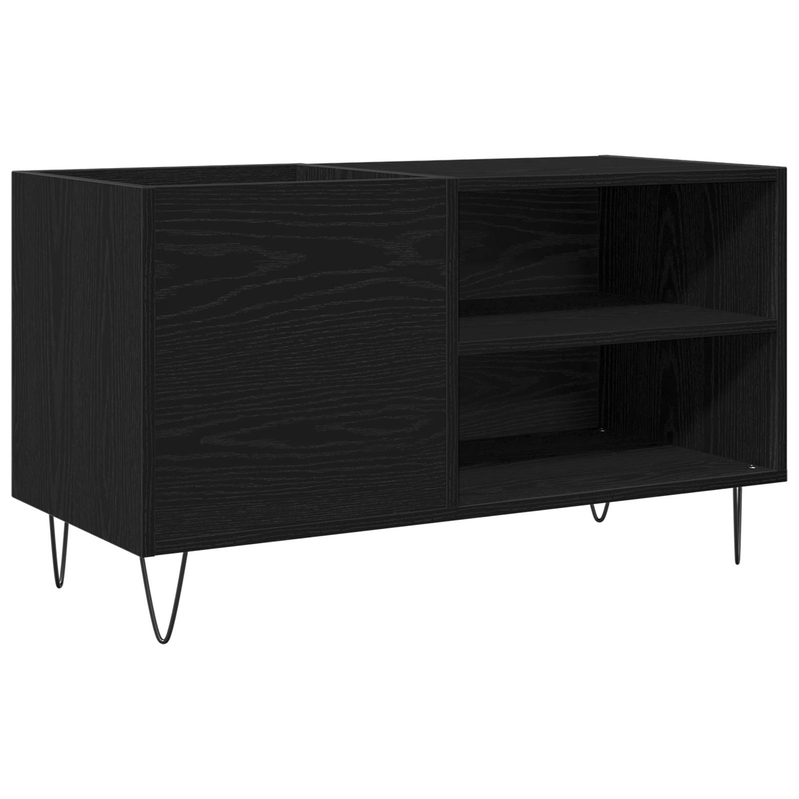 vidaXL Schallplattenschrank Schwarz Eiche 84,5x38x48 cm Holzwerkstoff