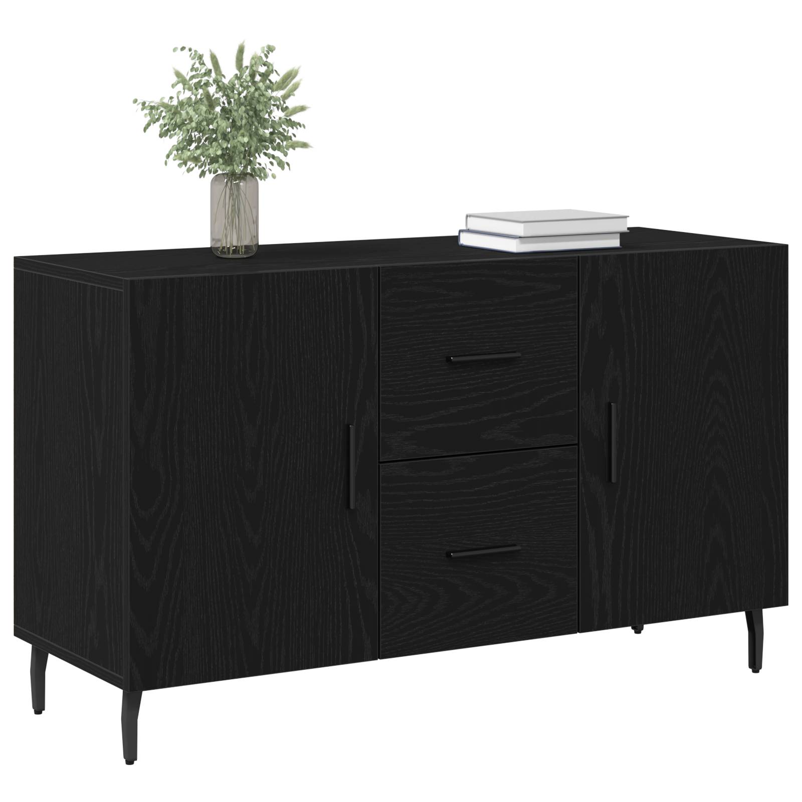 vidaXL Sideboard Schwarz Eiche 100x36x60 cm Holzwerkstoff