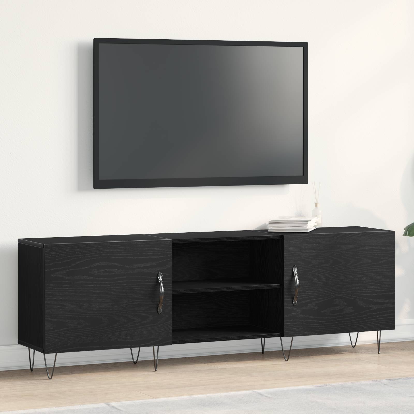 vidaXL TV-Schrank Schwarz Eiche 150x30x50 cm Holzwerkstoff