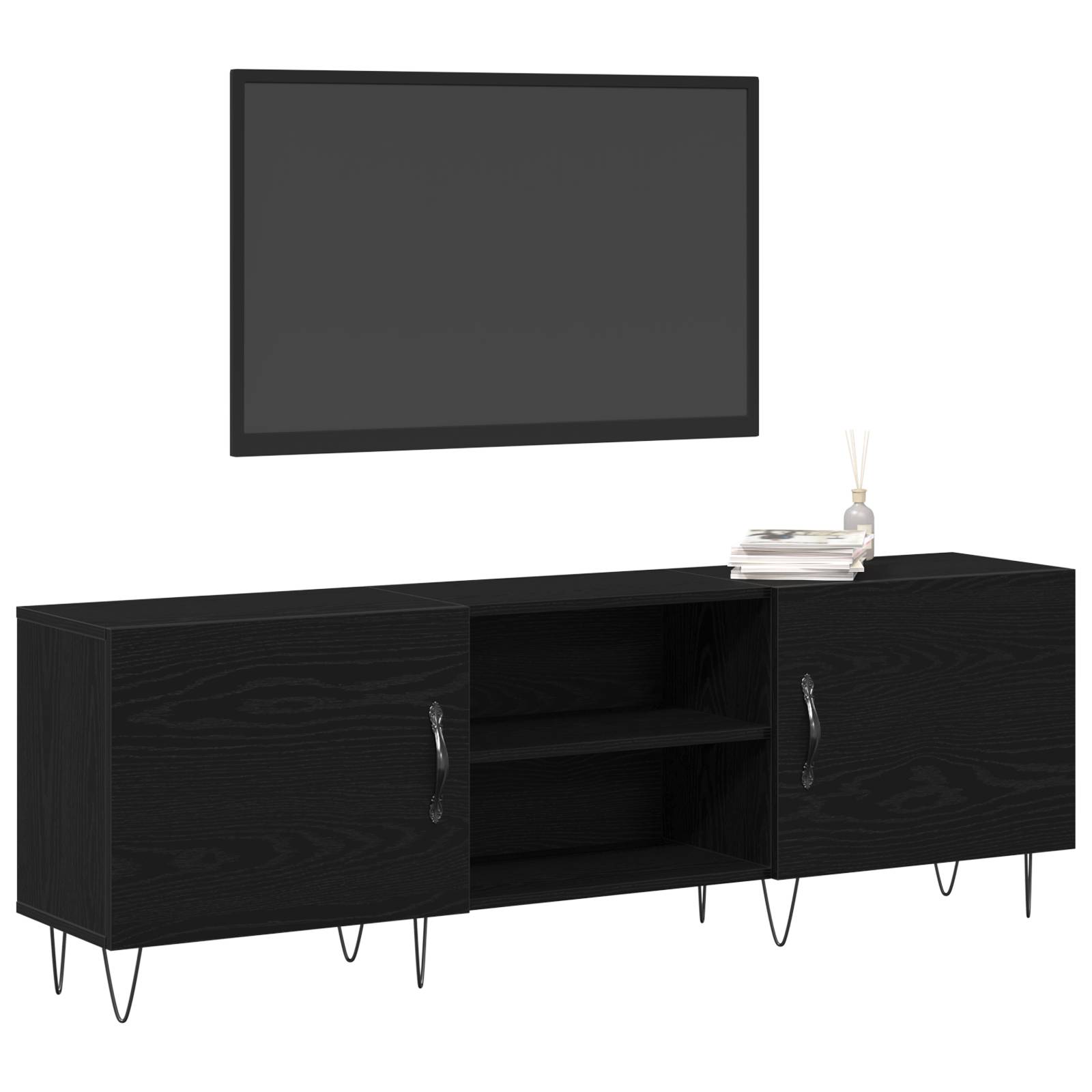 vidaXL TV-Schrank Schwarz Eiche 150x30x50 cm Holzwerkstoff