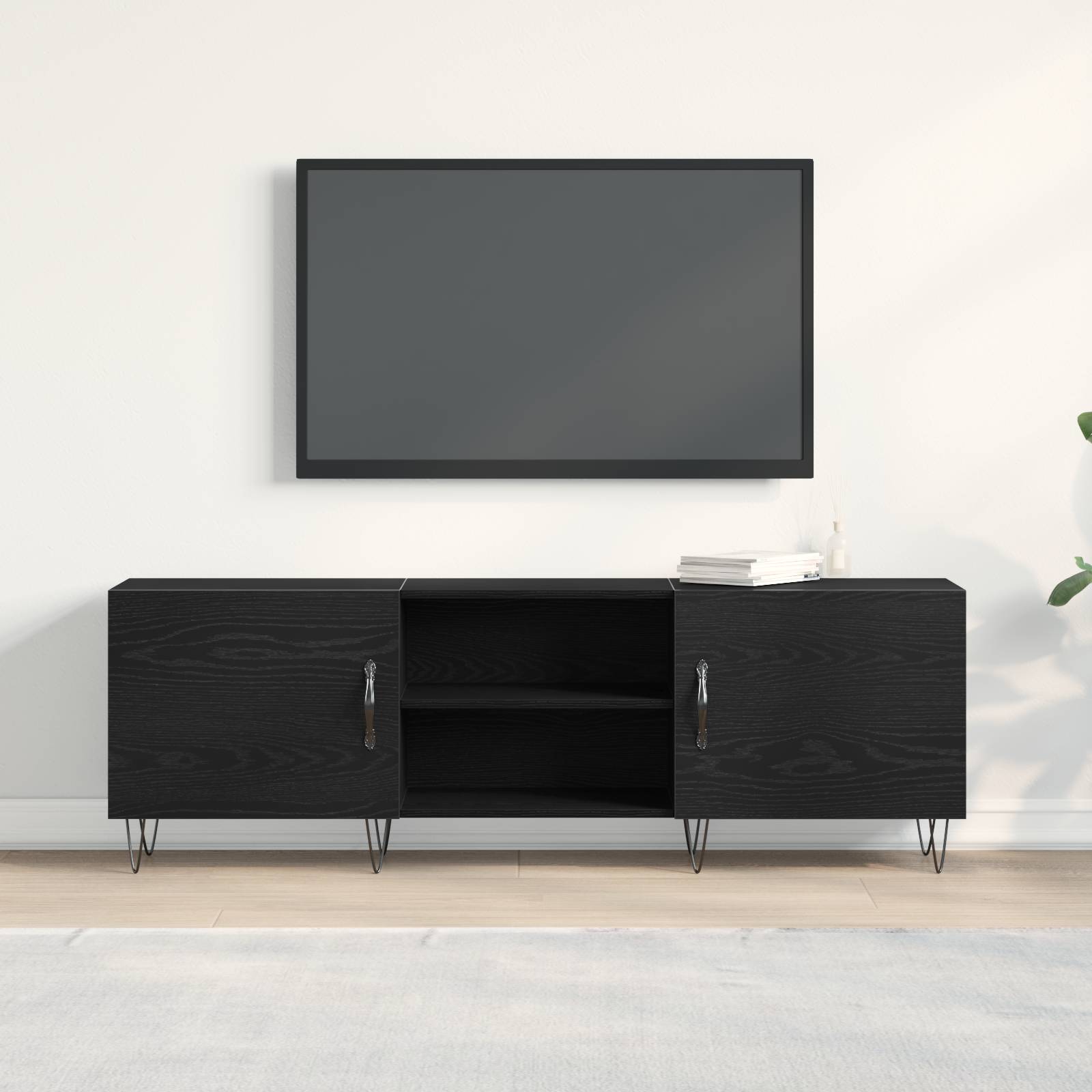 vidaXL TV-Schrank Schwarz Eiche 150x30x50 cm Holzwerkstoff