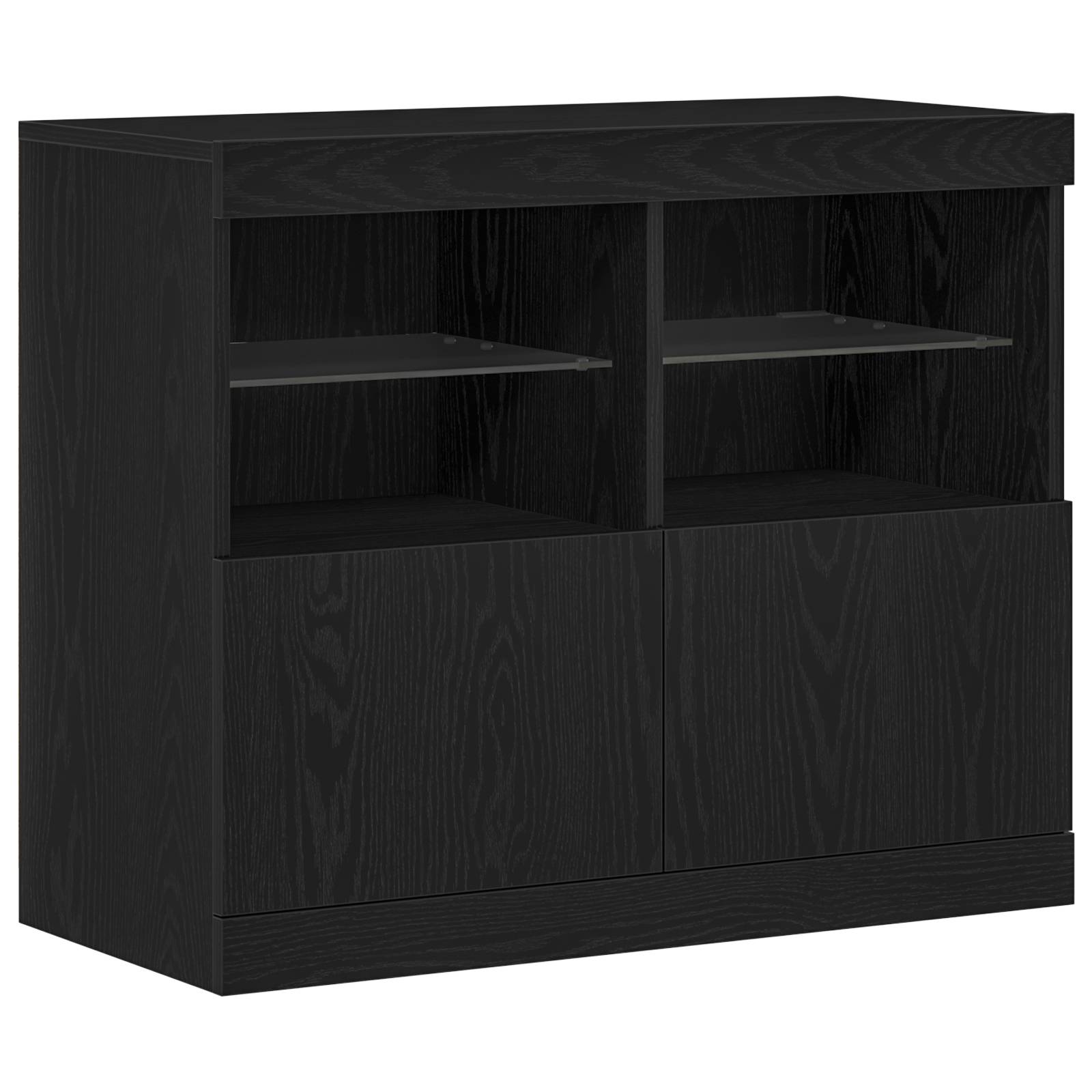 vidaXL Sideboard mit LED-Leuchten Schwarz Eiche 81x37x67 cm