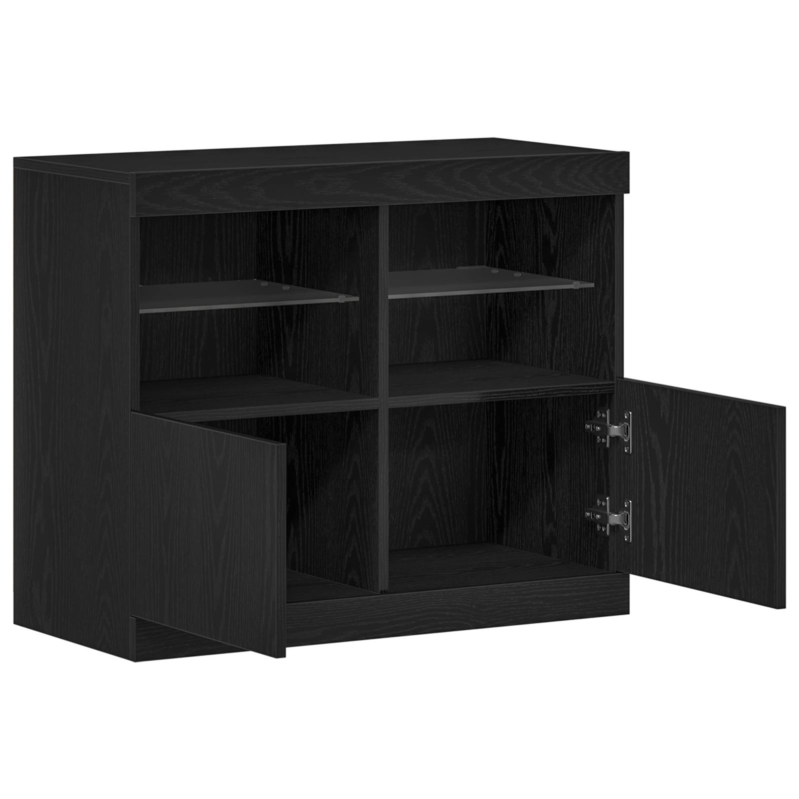 vidaXL Sideboard mit LED-Leuchten Schwarz Eiche 81x37x67 cm