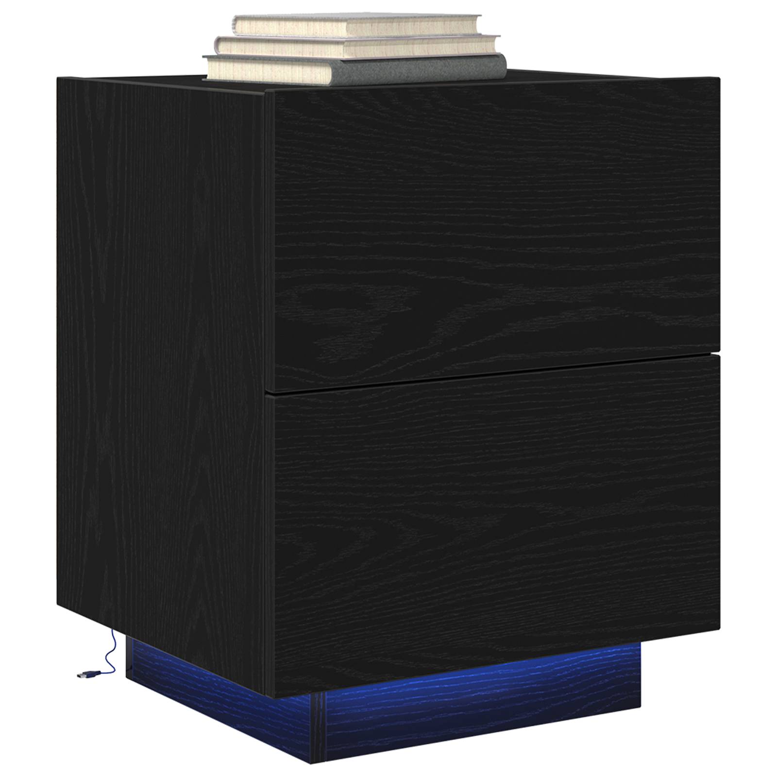 vidaXL Nachttisch mit LED-Leuchten Schwarz Eiche 45x40x55 cm