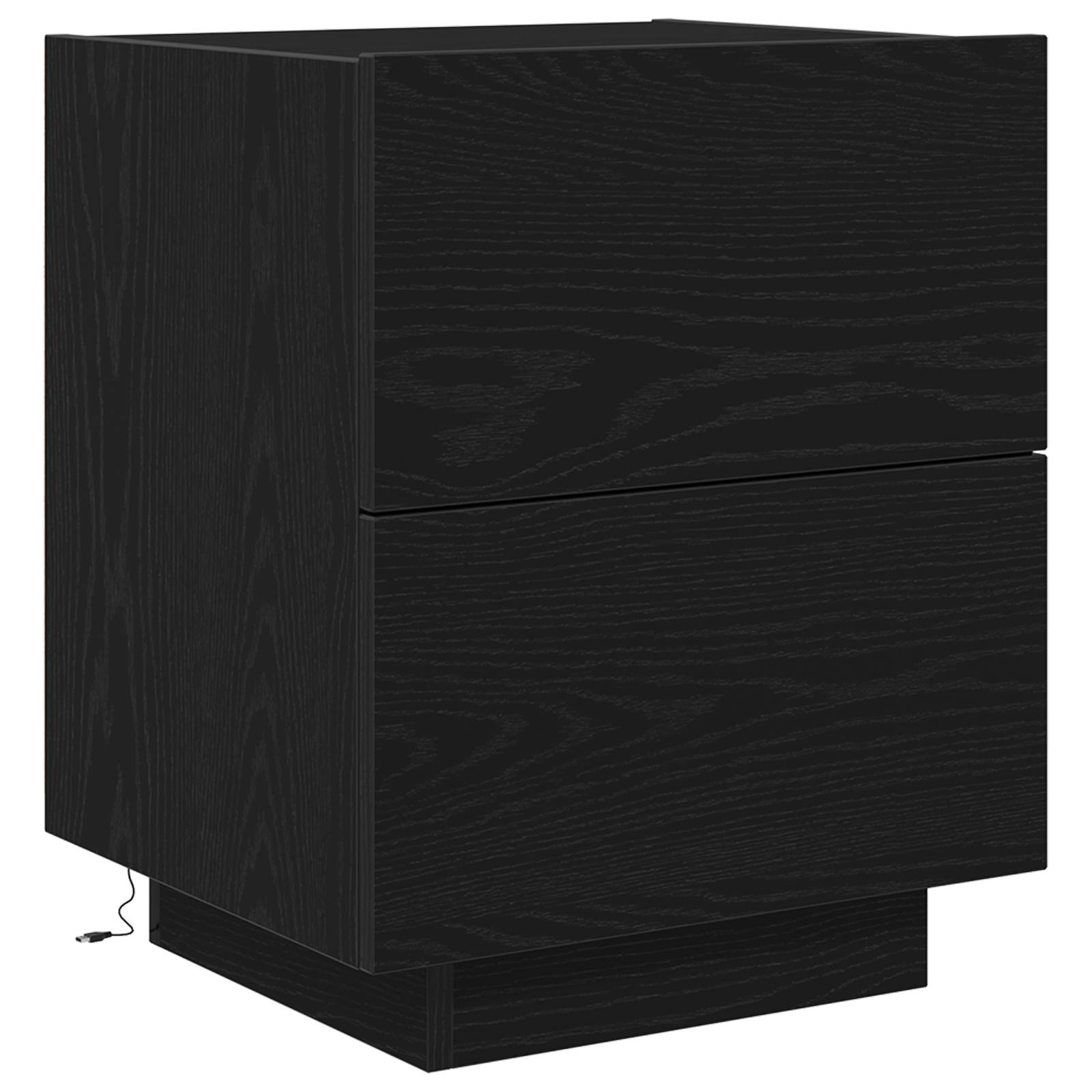 vidaXL Nachttisch mit LED-Leuchten Schwarz Eiche 45x40x55 cm