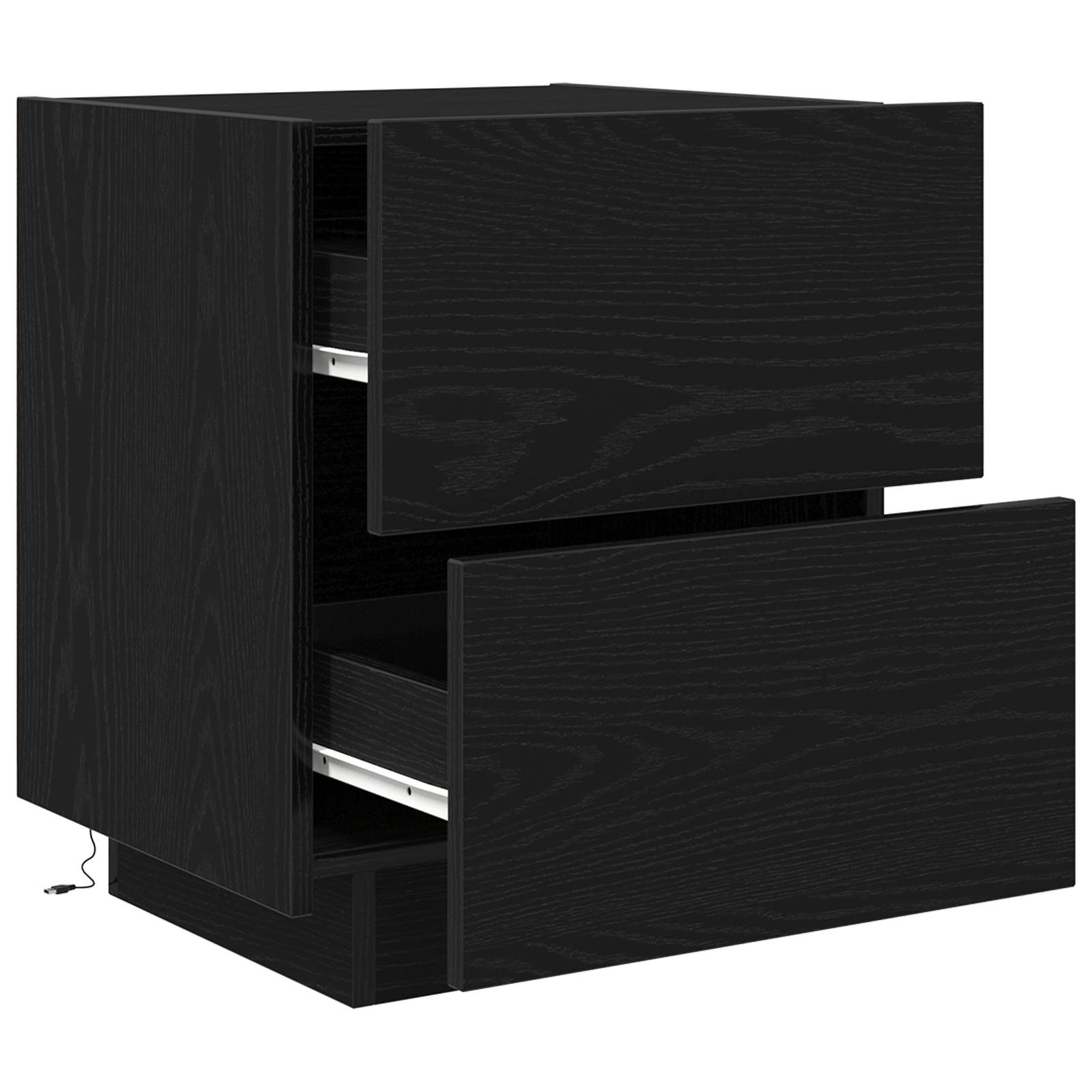 vidaXL Nachttisch mit LED-Leuchten Schwarz Eiche 45x40x55 cm