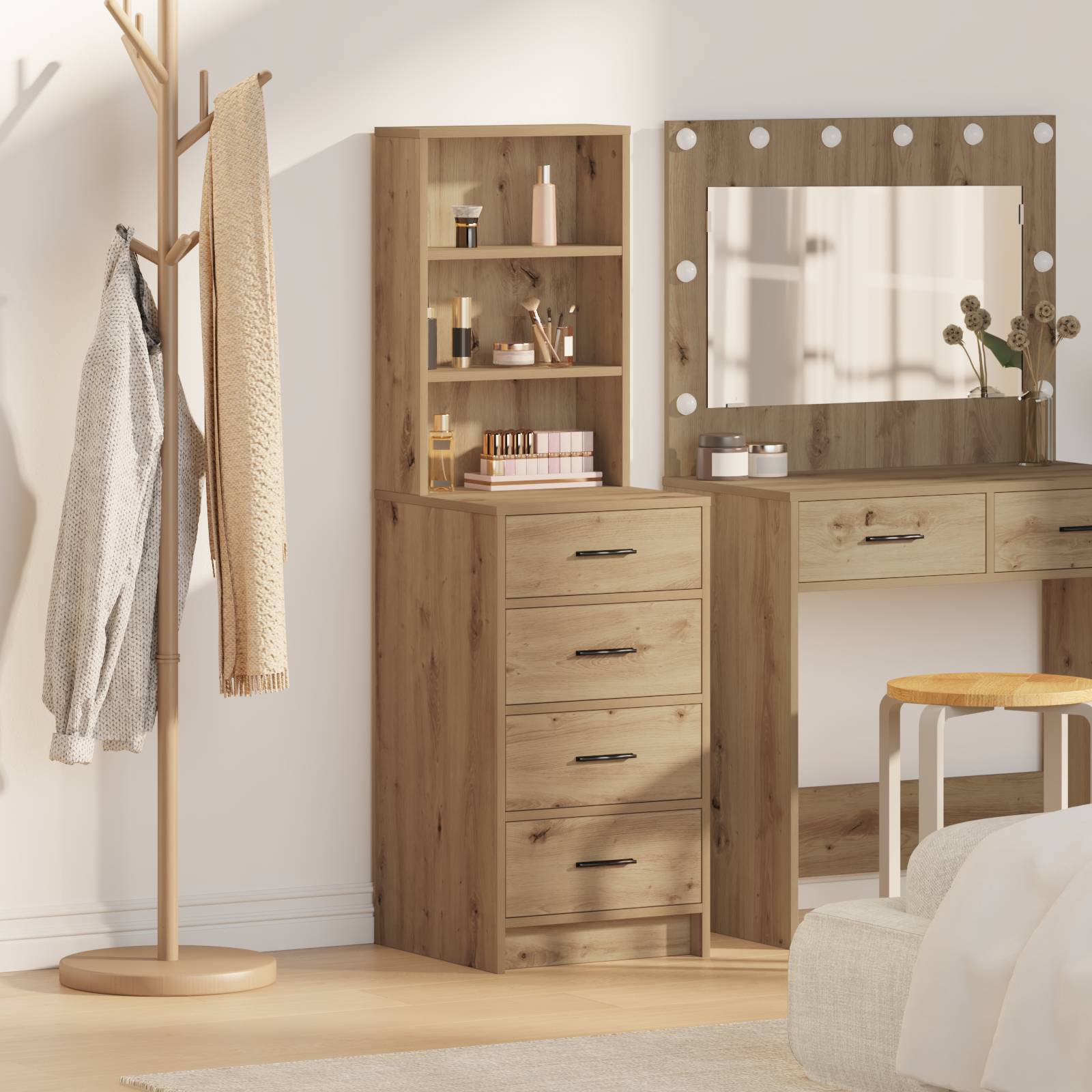 vidaXL Highboard Artisan Eiche 40x41x135 cm Holzwerkstoff