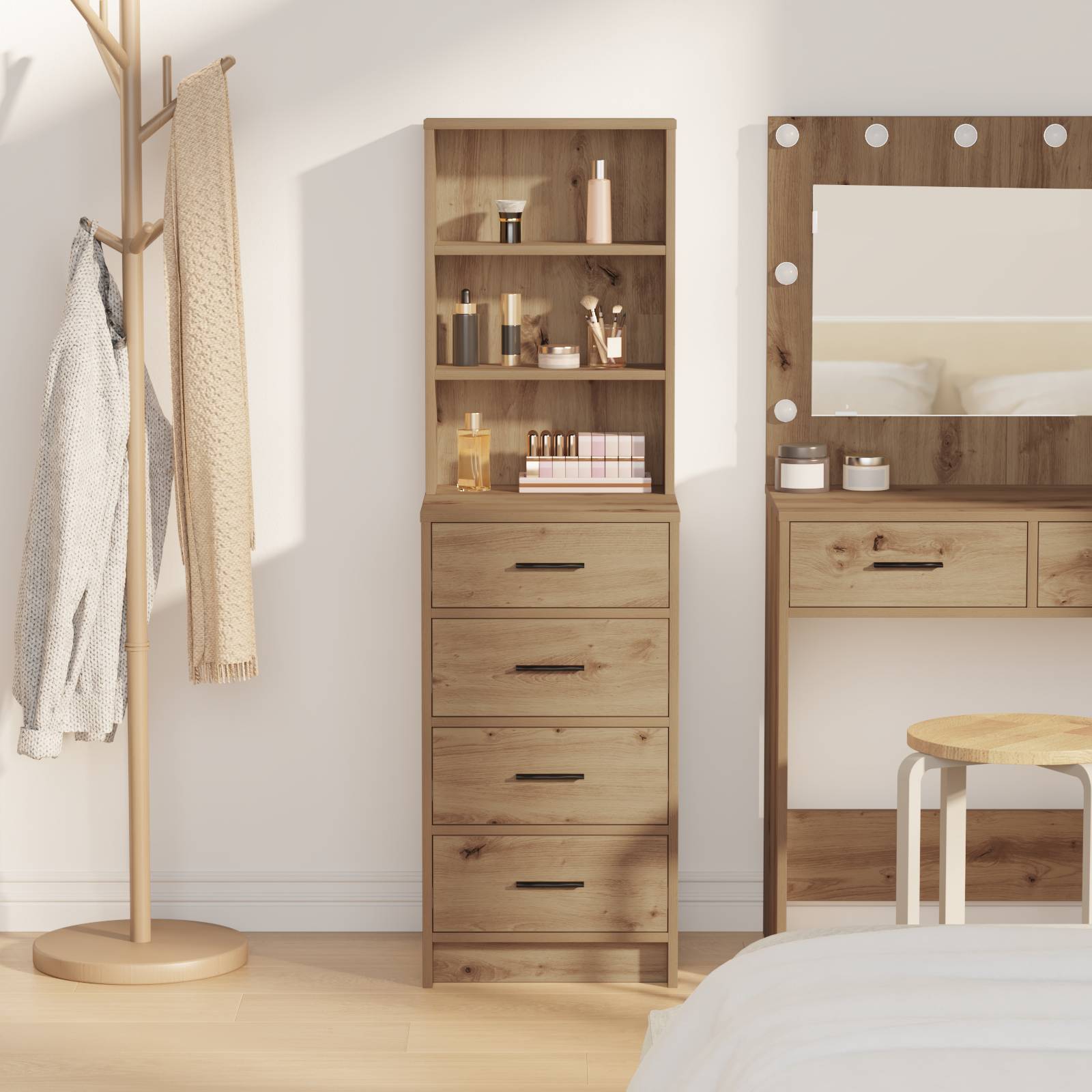 vidaXL Highboard Artisan Eiche 40x41x135 cm Holzwerkstoff