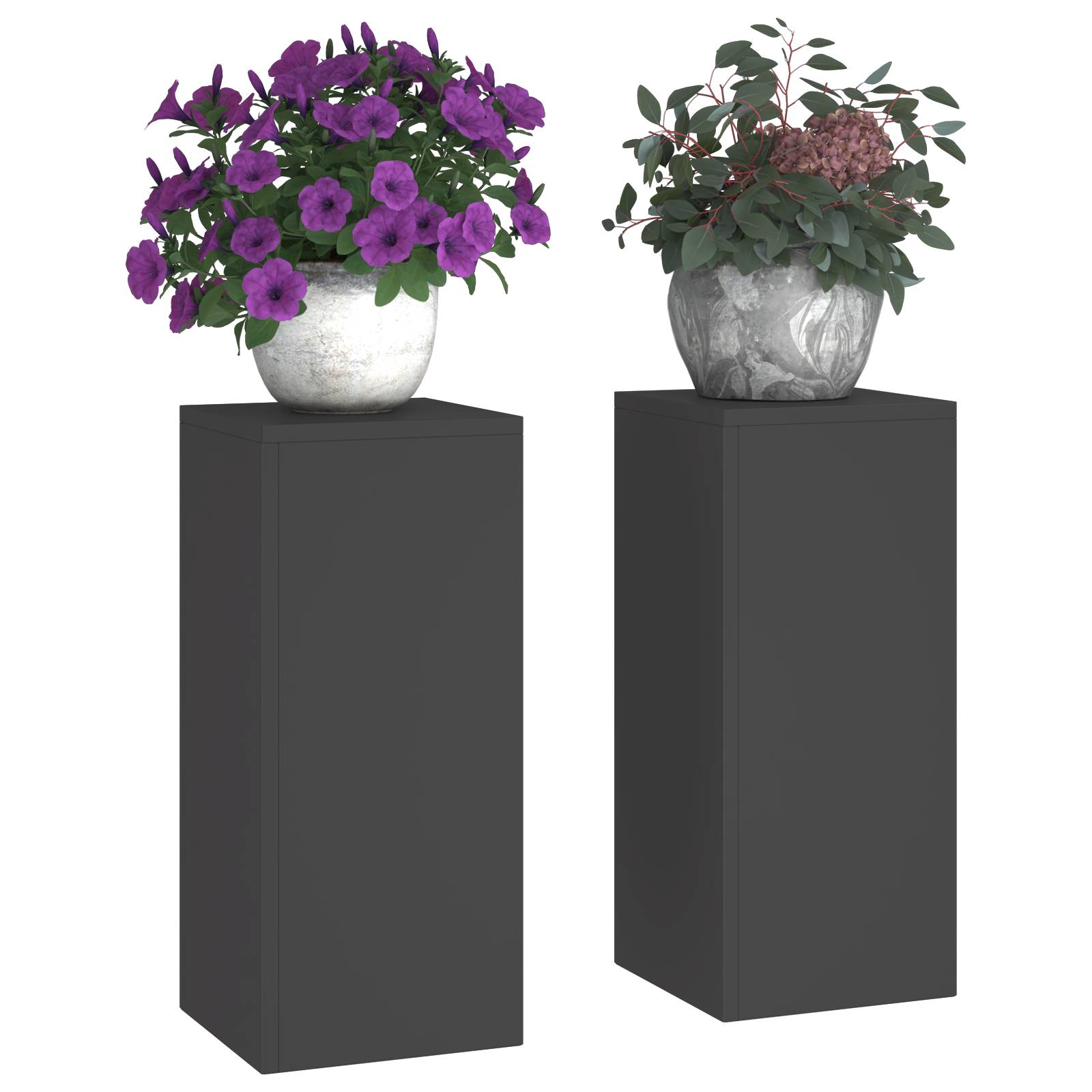 vidaXL Outdoor-Pflanzensäulen 2 Stk. Schwarz 24x24x55 cm Stahl