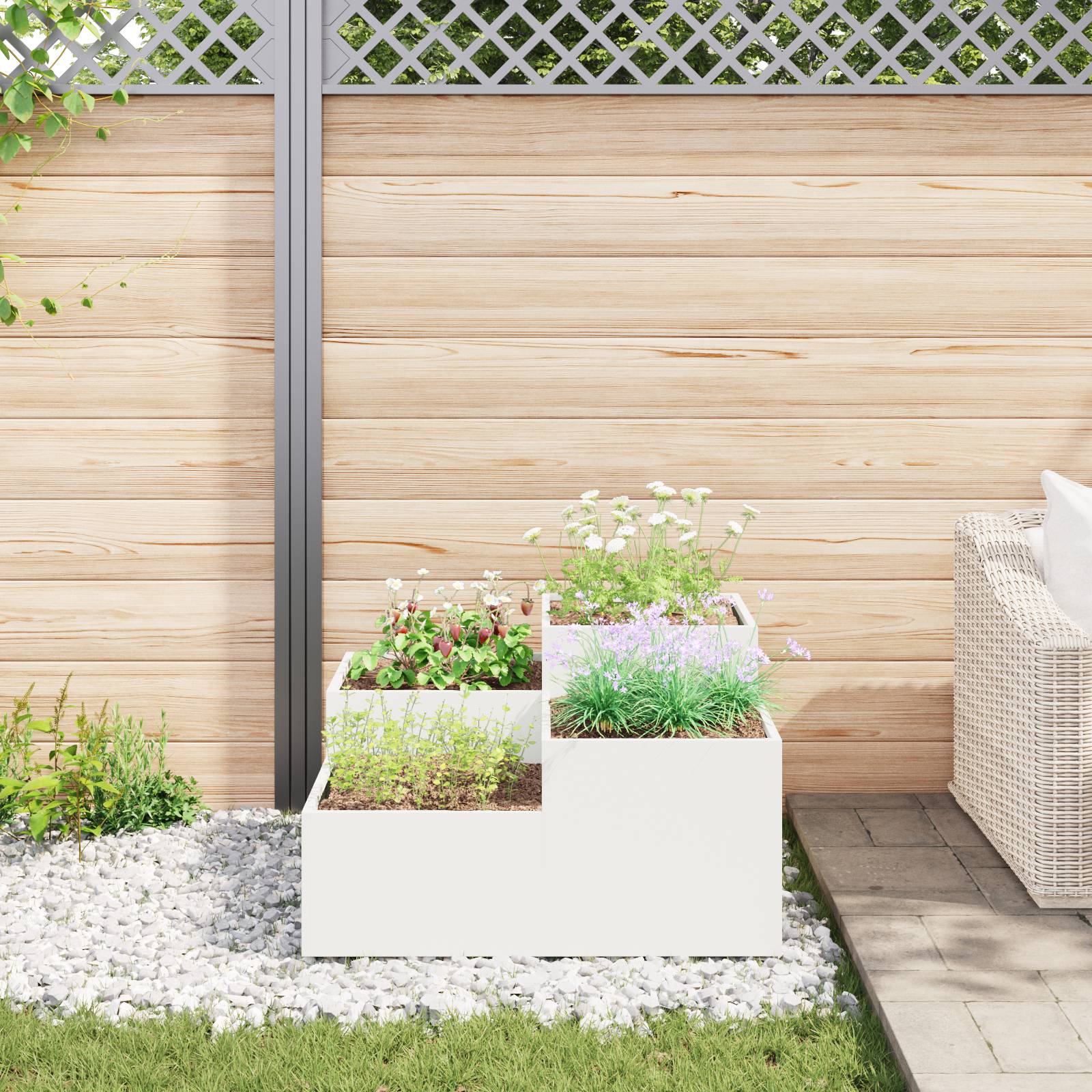 vidaXL Pflanzkübel 100x100x48 cm Weiß Stahl