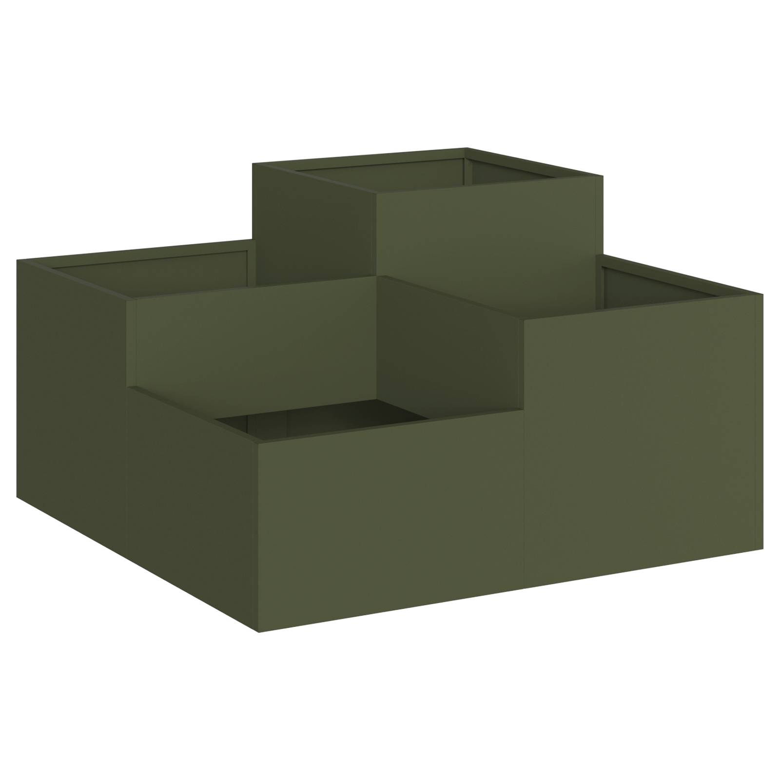 vidaXL Pflanzkübel 100x100x48 cm Olivgrün Stahl