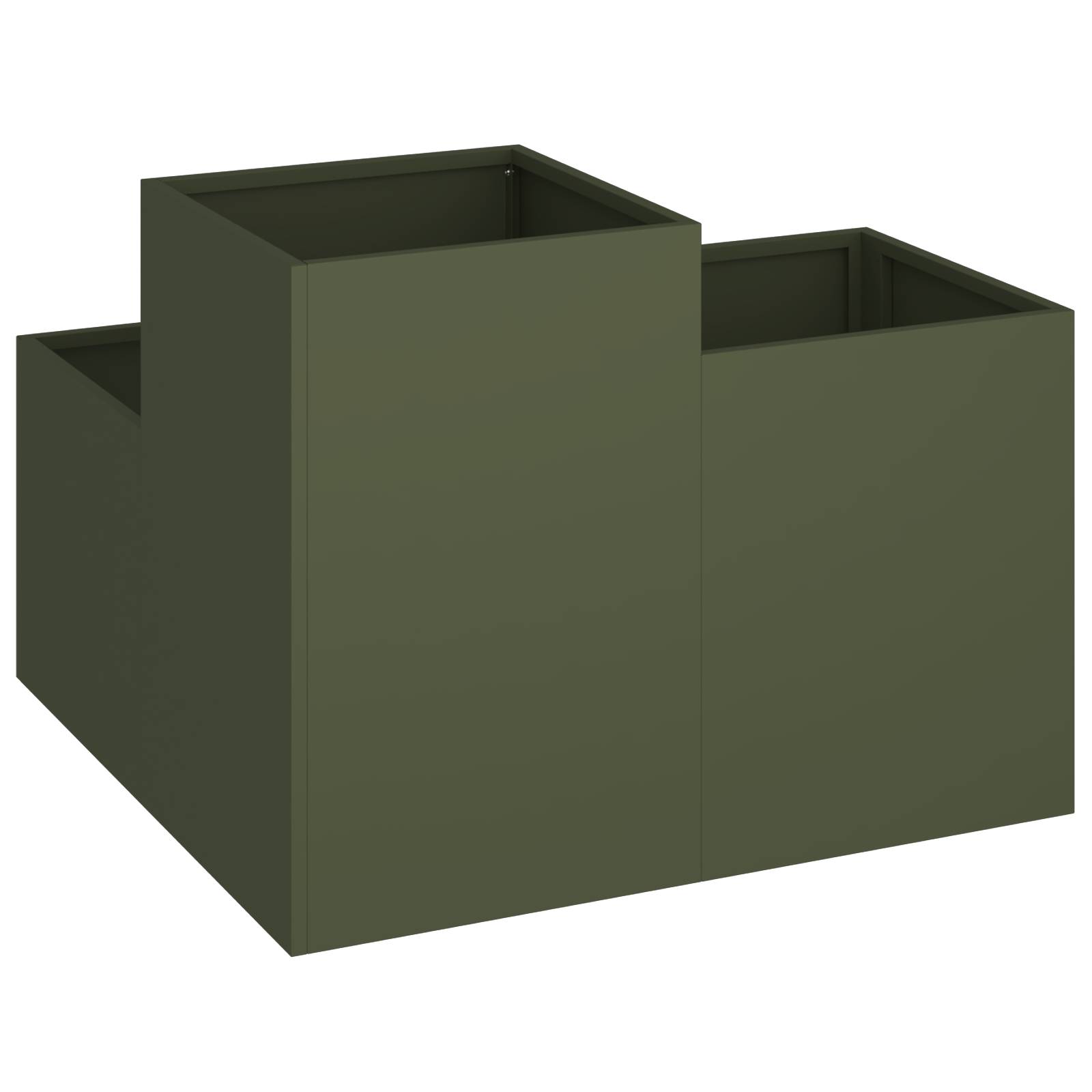 vidaXL Pflanzkübel 80x80x60 cm Olivgrün Stahl
