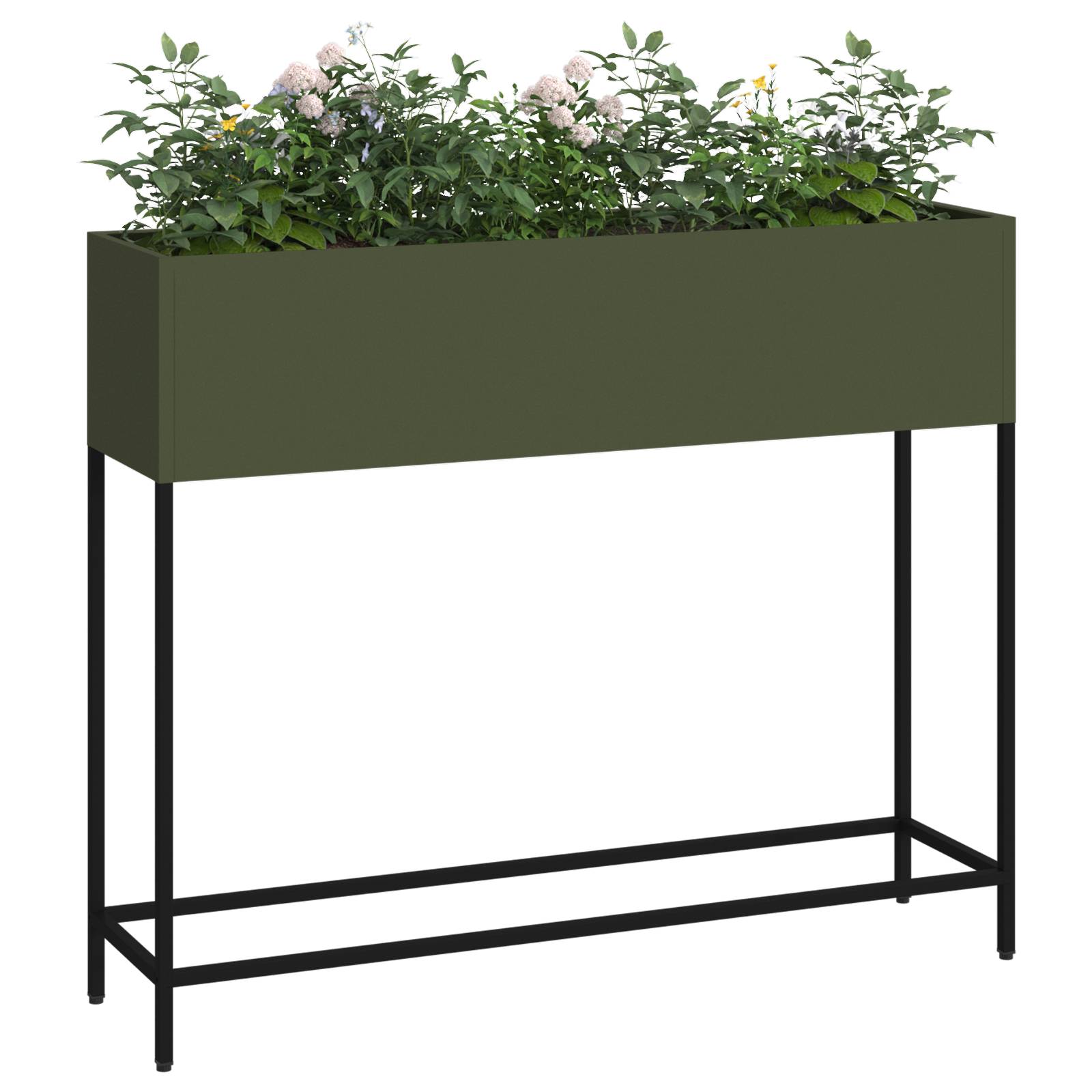 vidaXL Hochbeet 100x26x82 cm Olivgrün Stahl