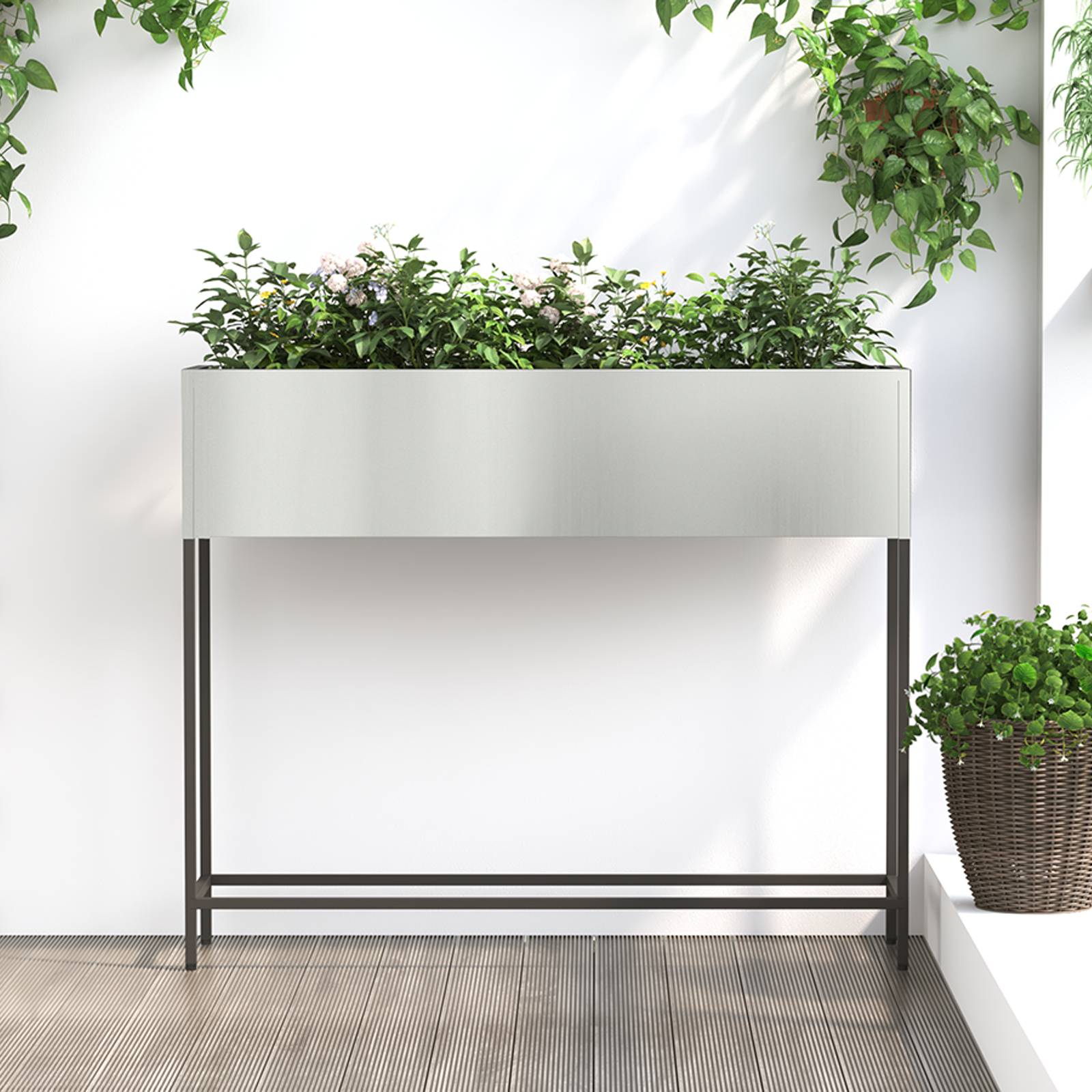 vidaXL Hochbeet 100x26x82 cm Verzinkter Stahl