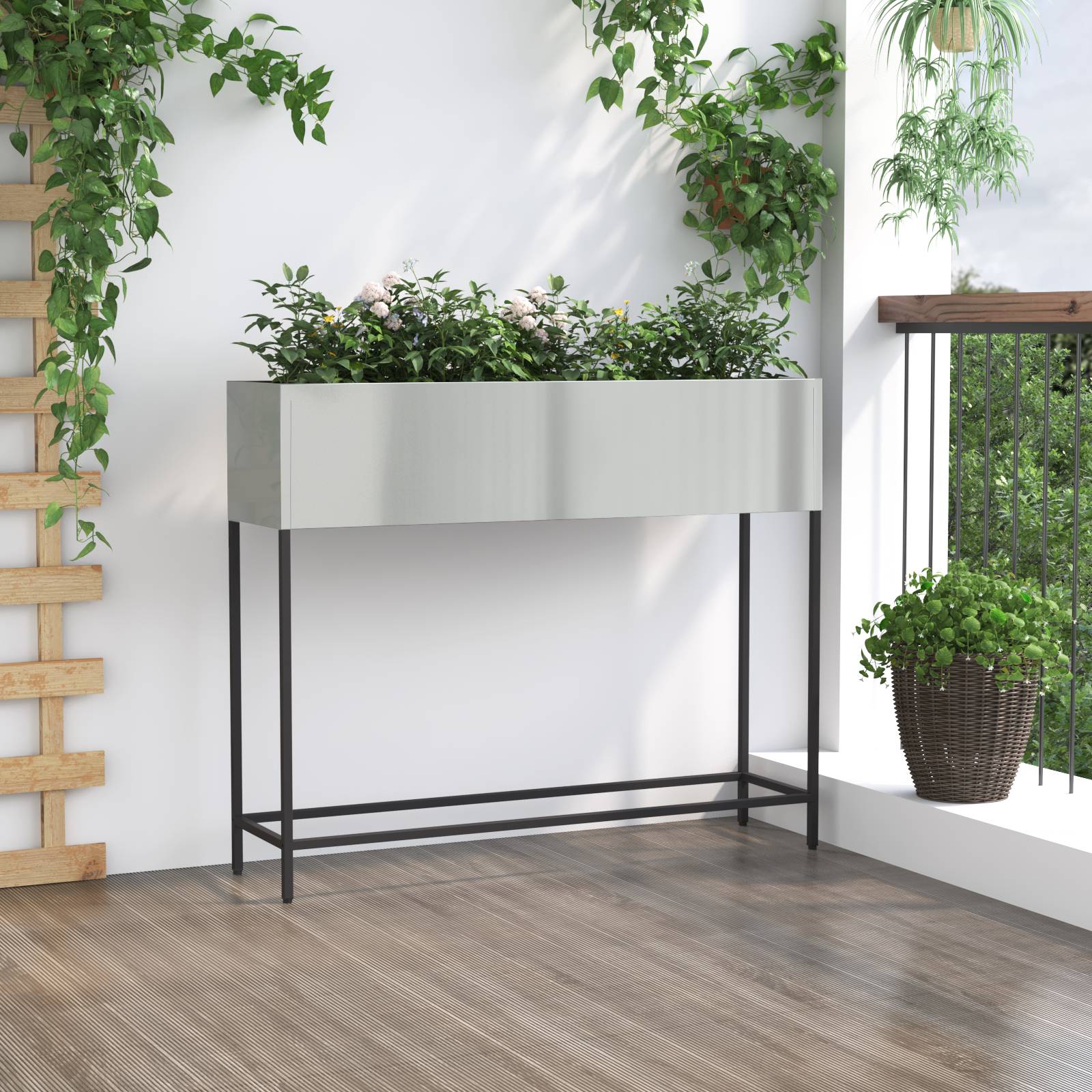 vidaXL Hochbeet 100x26x82 cm Verzinkter Stahl