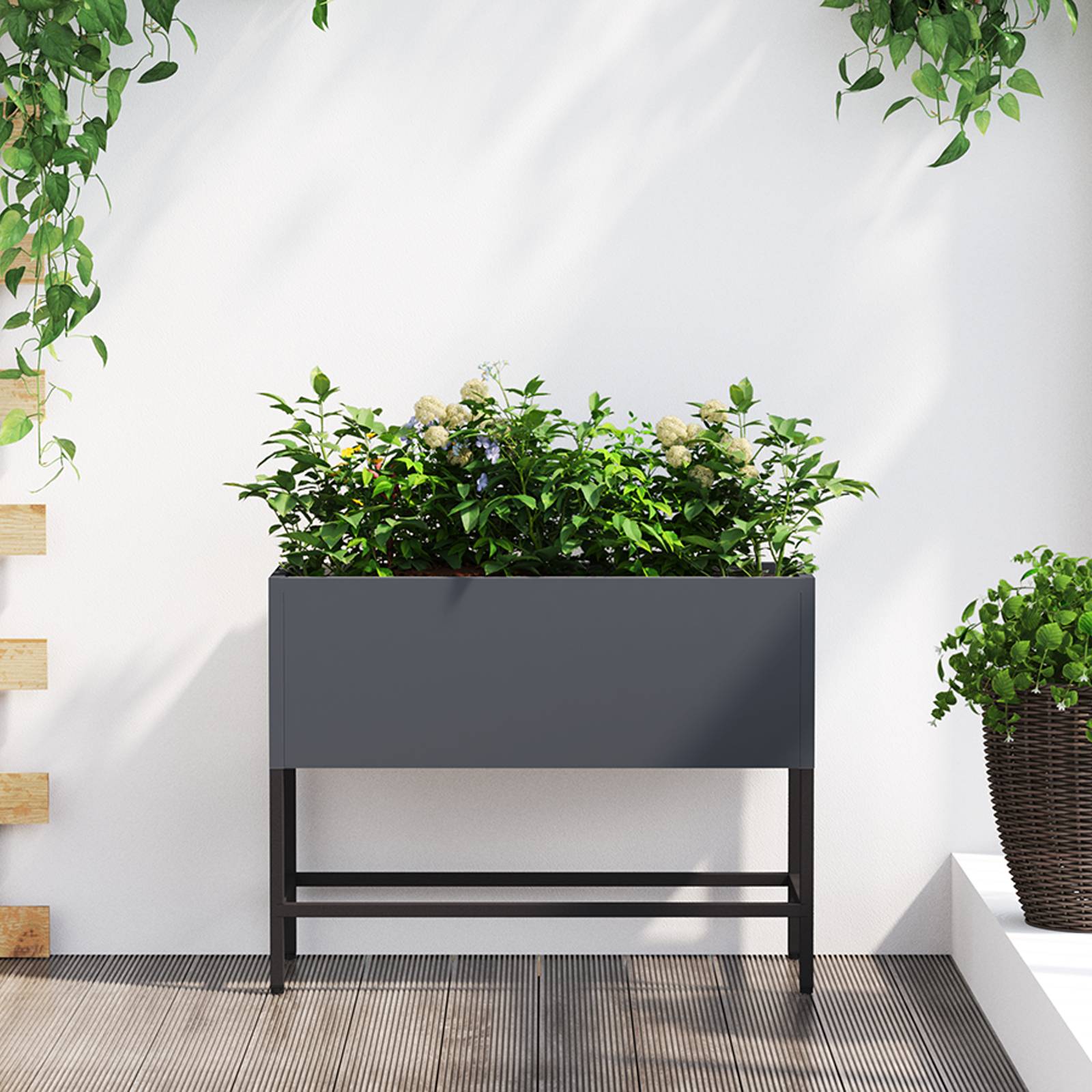 vidaXL Hochbeet 60x26x45 cm Anthrazit Stahl