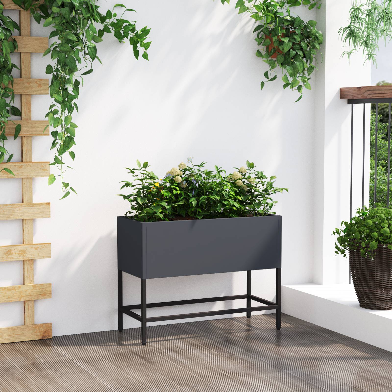 vidaXL Hochbeet 60x26x45 cm Anthrazit Stahl