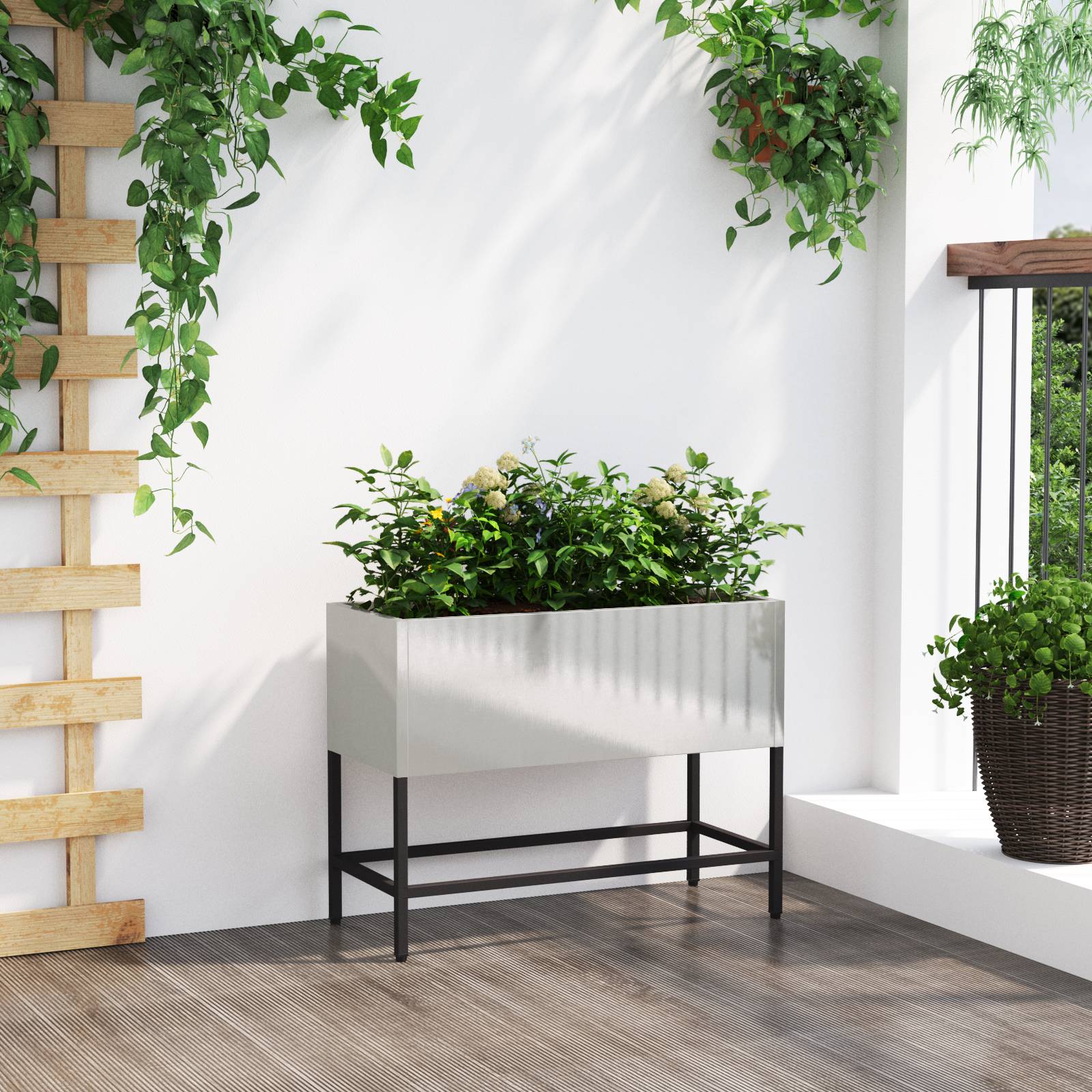 vidaXL Hochbeet 60x26x45 cm Edelstahl
