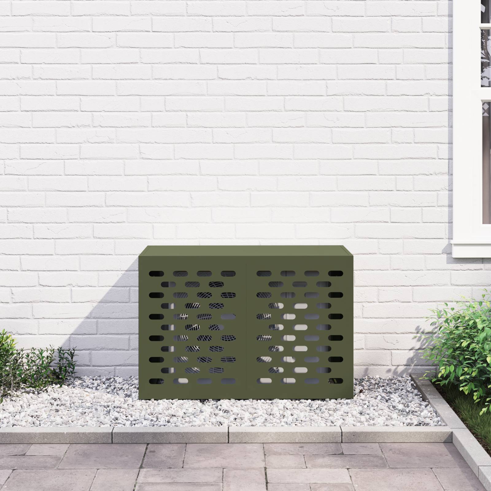 vidaXL Klimaanlagenabdeckung Olivgrün 90x40x60 cm Stahl