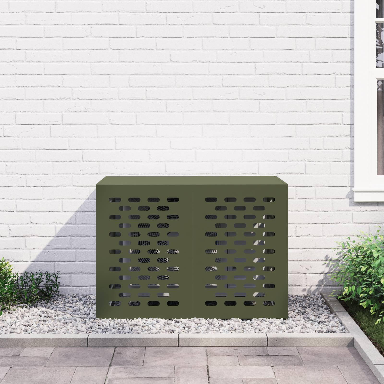 vidaXL Klimaanlagenabdeckung Olivgrün 100x50x70 cm Stahl