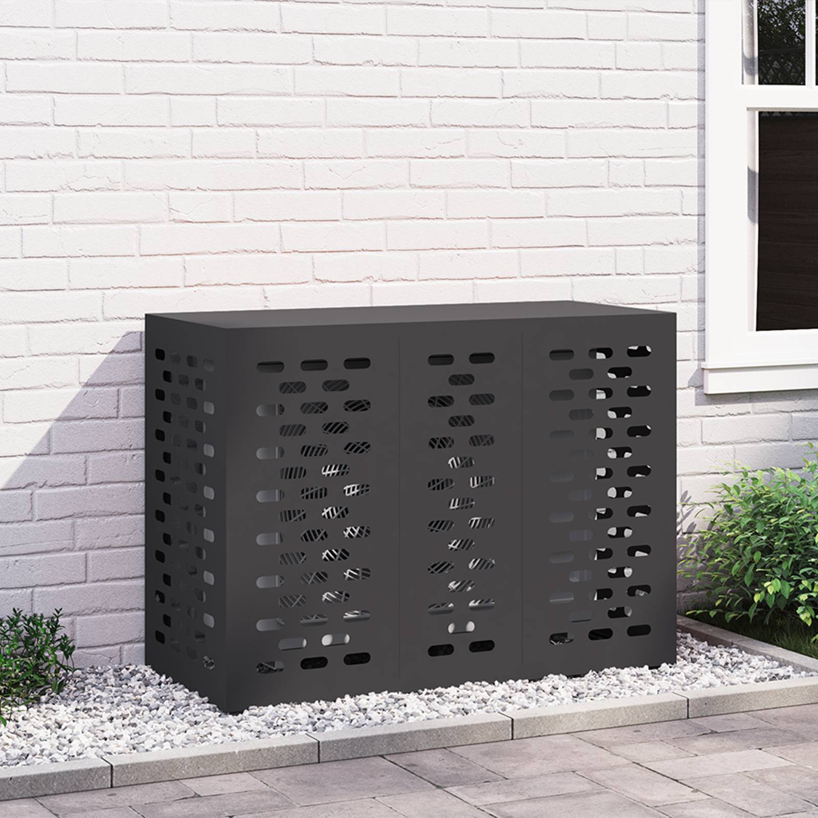 vidaXL Klimaanlagenabdeckung Schwarz 110x50x80 cm Stahl