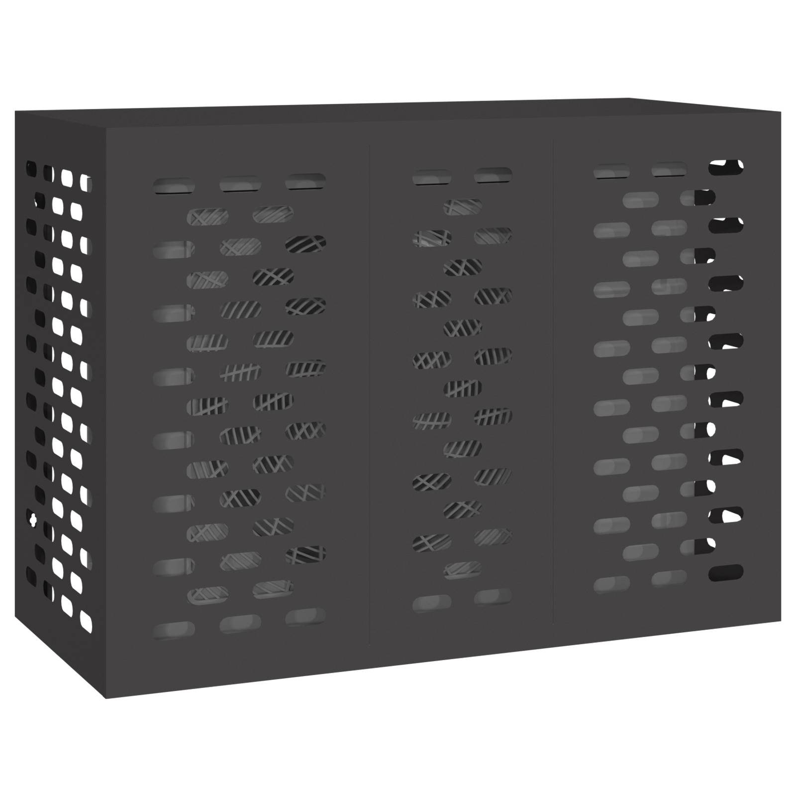 vidaXL Klimaanlagenabdeckung Schwarz 110x50x80 cm Stahl