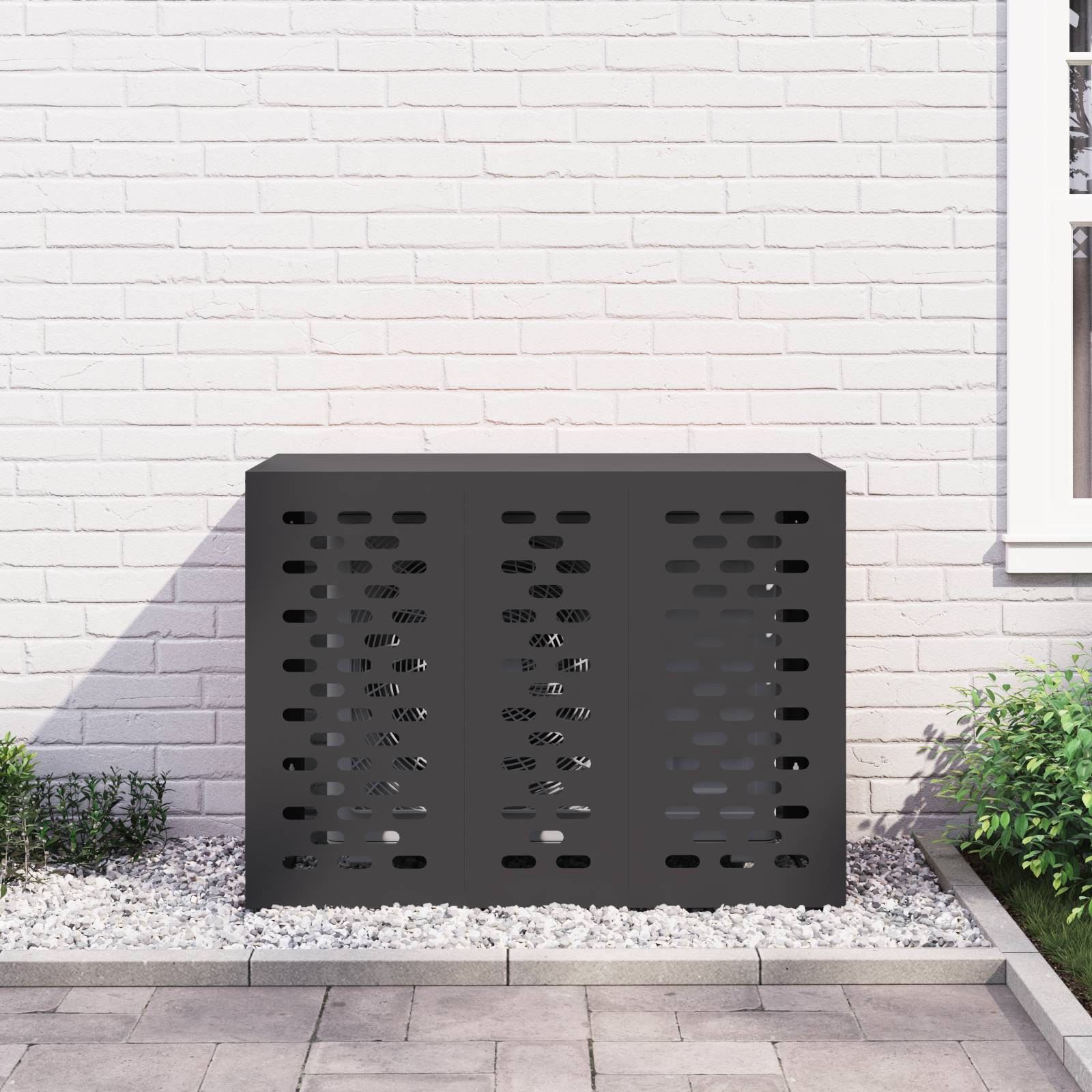vidaXL Klimaanlagenabdeckung Schwarz 110x50x80 cm Stahl