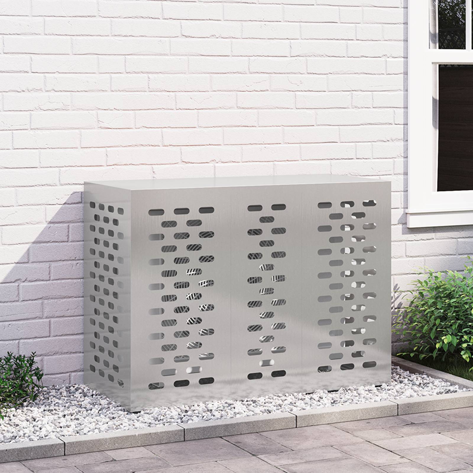 vidaXL Klimaanlagenabdeckung 110x50x80 cm Edelstahl