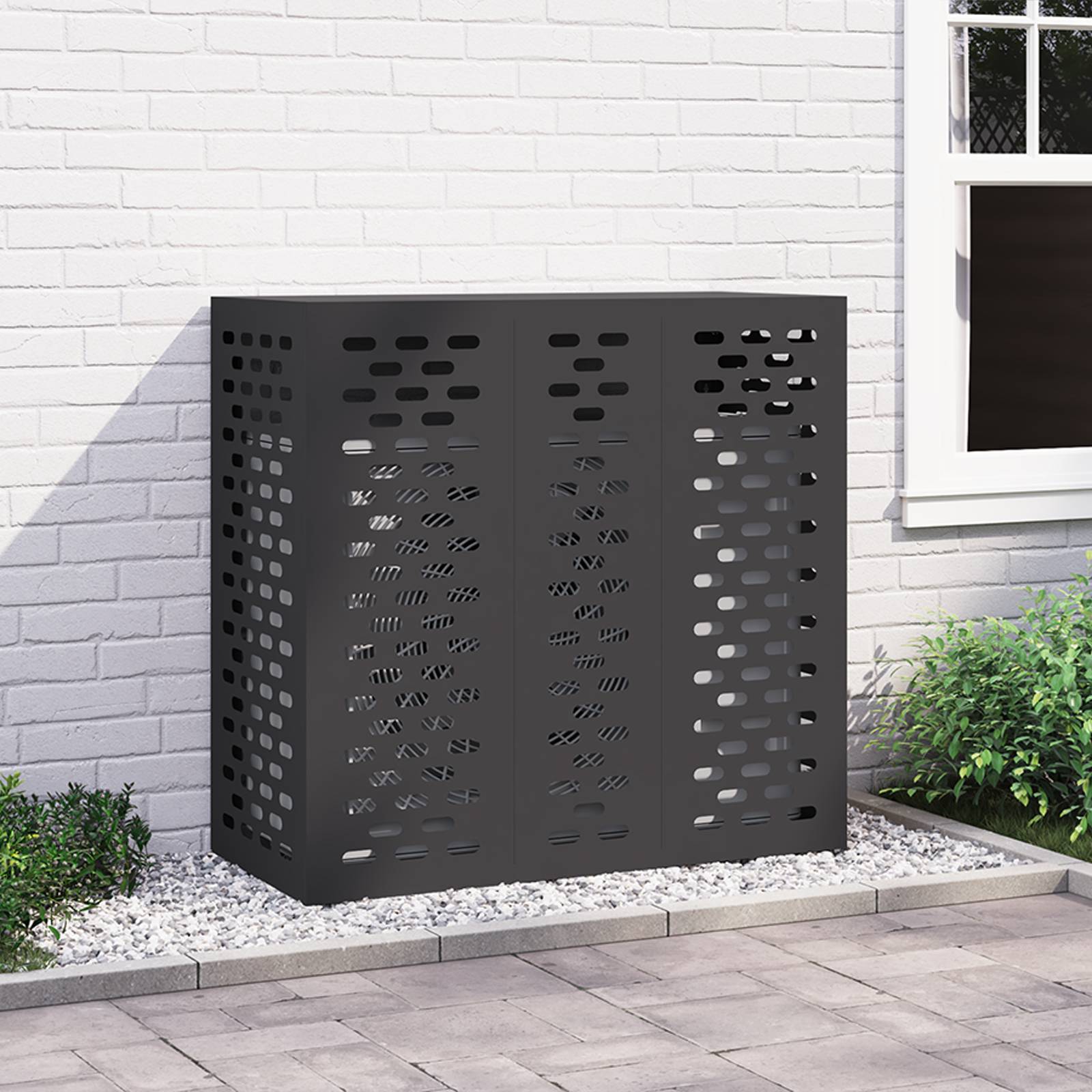 vidaXL Klimaanlagenabdeckung Schwarz 110x50x105 cm