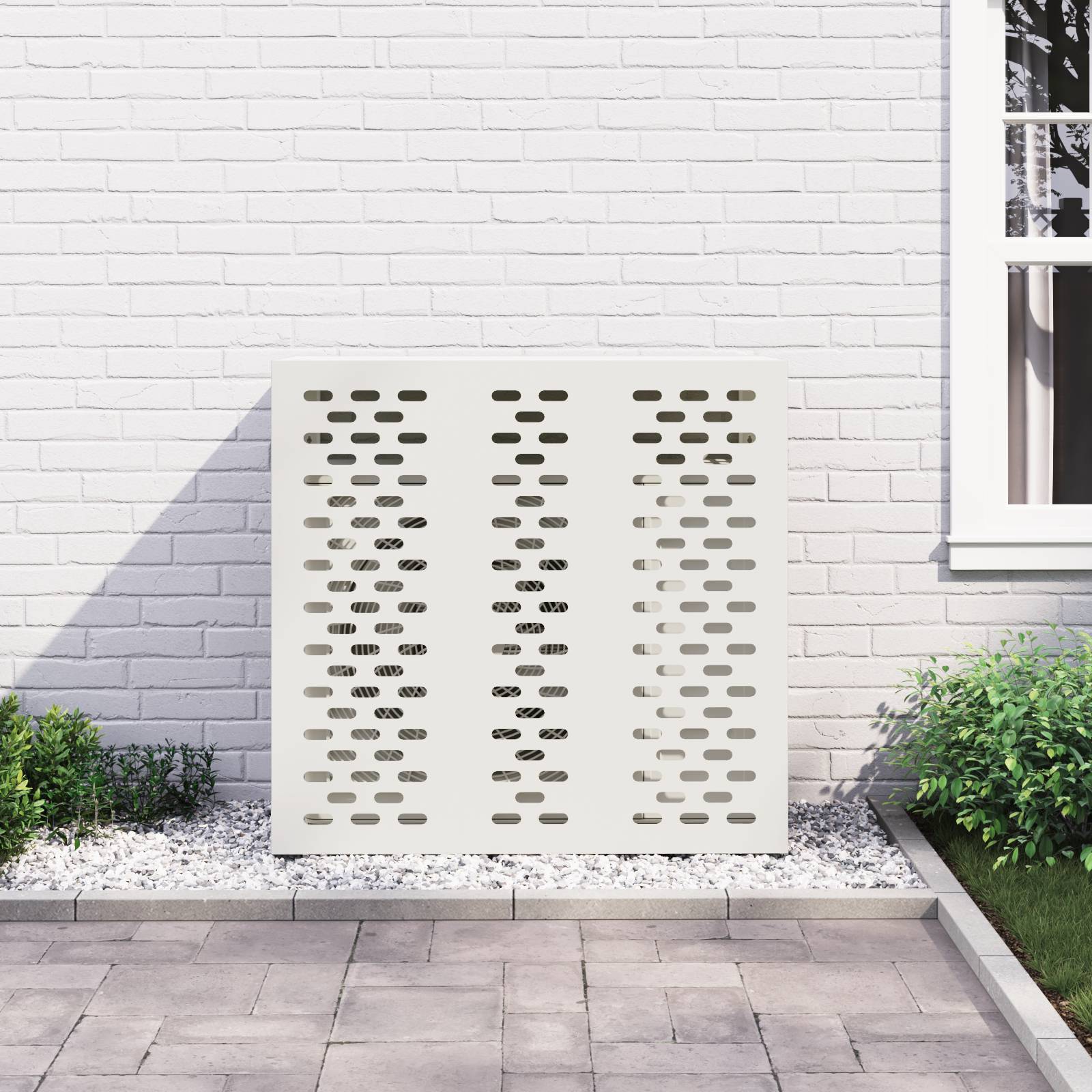 vidaXL Klimaanlagenabdeckung Weiß 110x50x105 cm Stahl