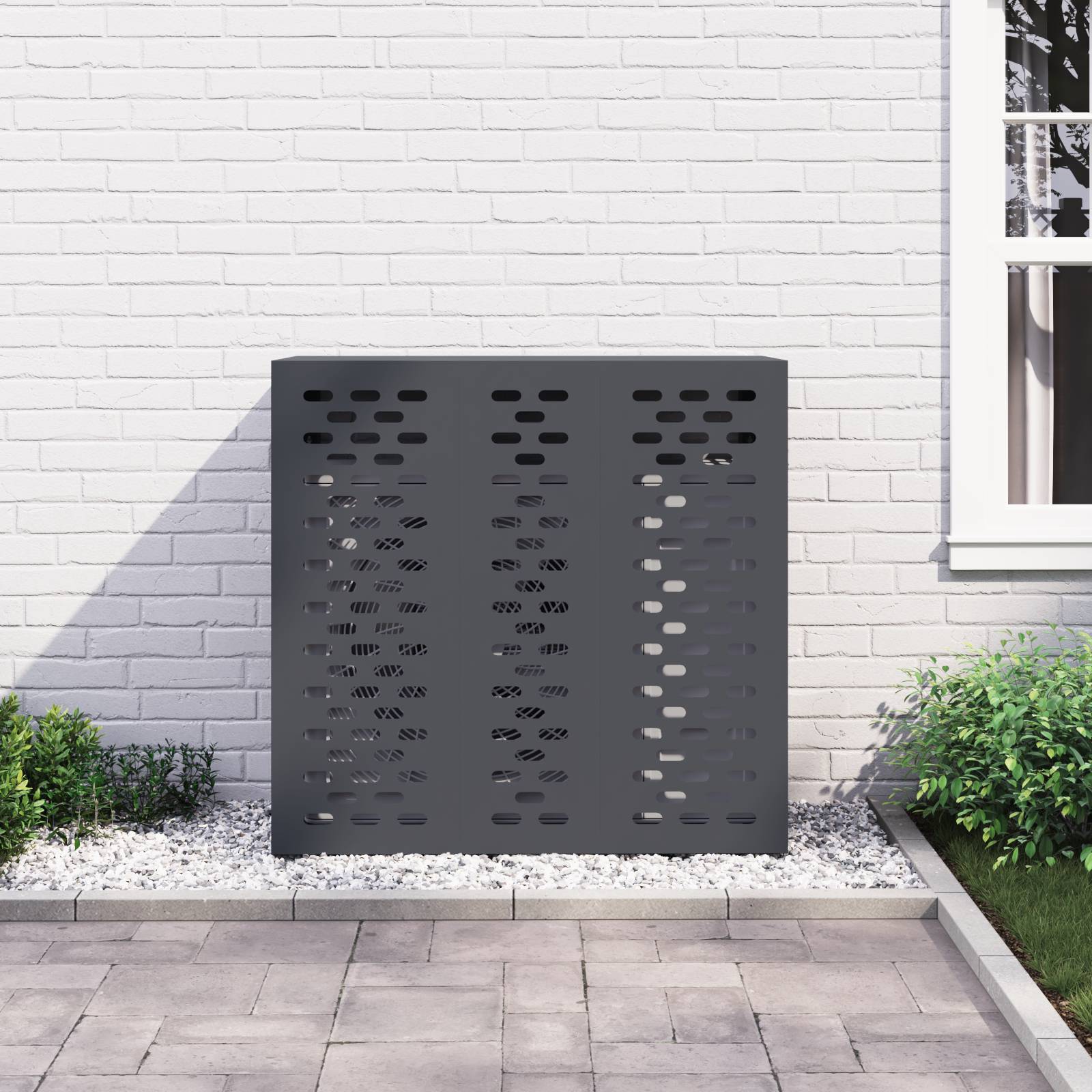 vidaXL Klimaanlagenabdeckung Anthrazit 110x50x105 cm Stahl