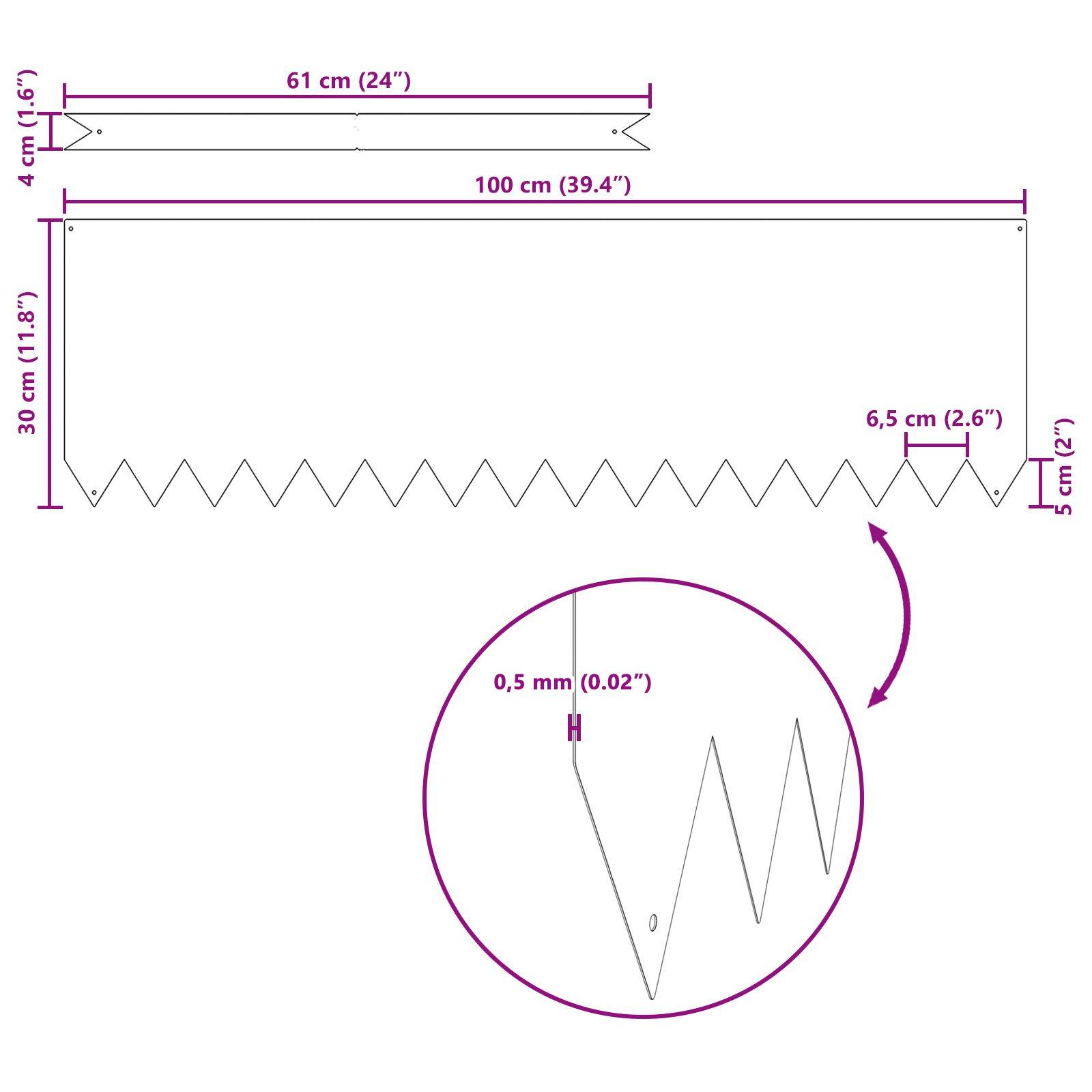 vidaXL Rasenkanten 20 Stk. 100x0,5x30 cm Edelstahl