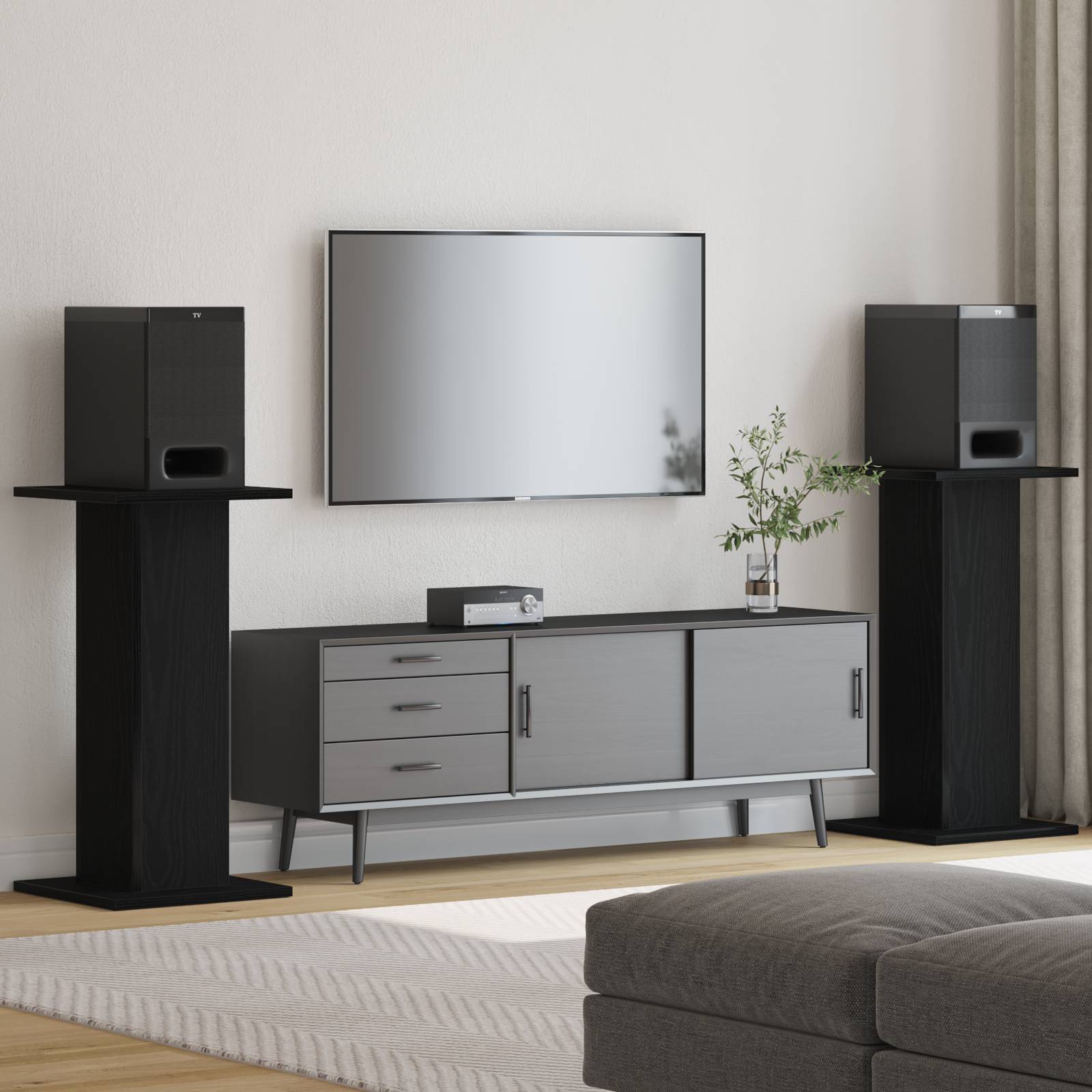 vidaXL Lautsprecherständer 2 Stk. Schwarz Eiche 30x30x60 cm