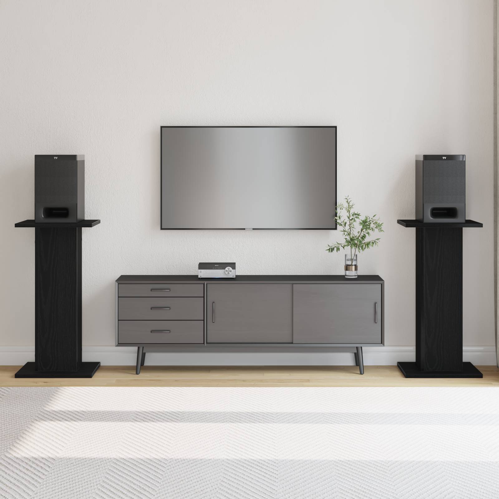 vidaXL Lautsprecherständer 2 Stk. Schwarz Eiche 30x30x60 cm