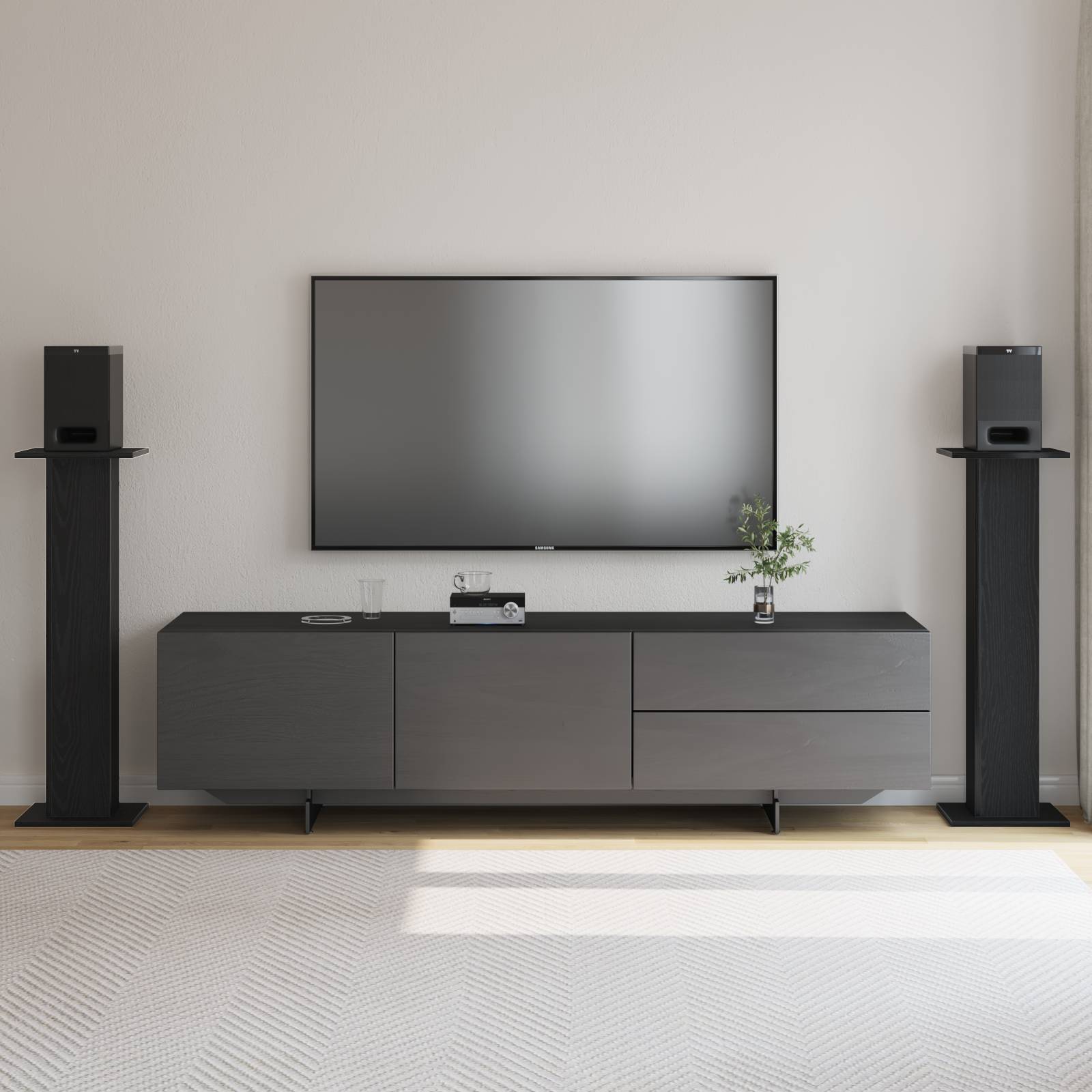 vidaXL Lautsprecherständer 2 Stk. Schwarz Eiche 30x30x95 cm